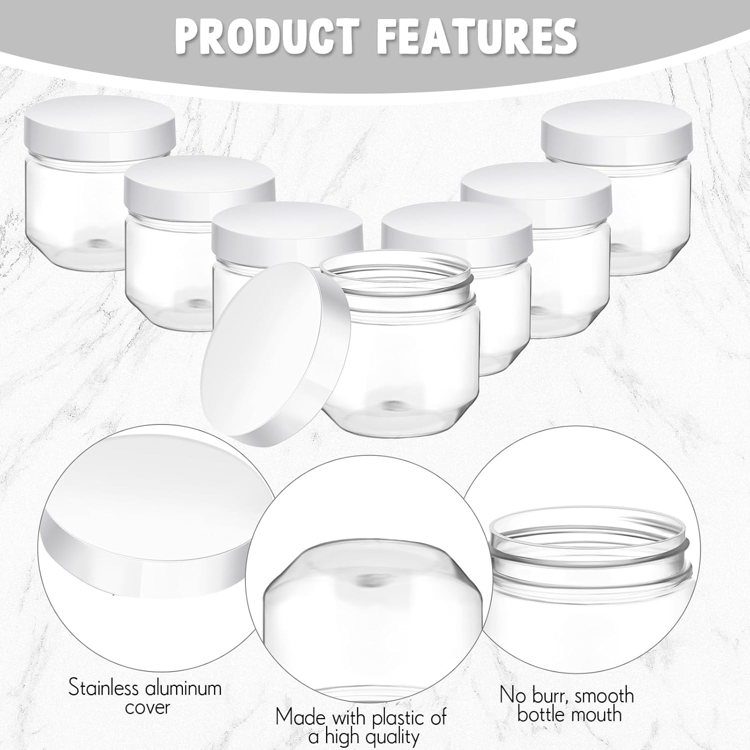 Tanlade 60 Pcs 3 Oz Clear Plastic Jars with Lids