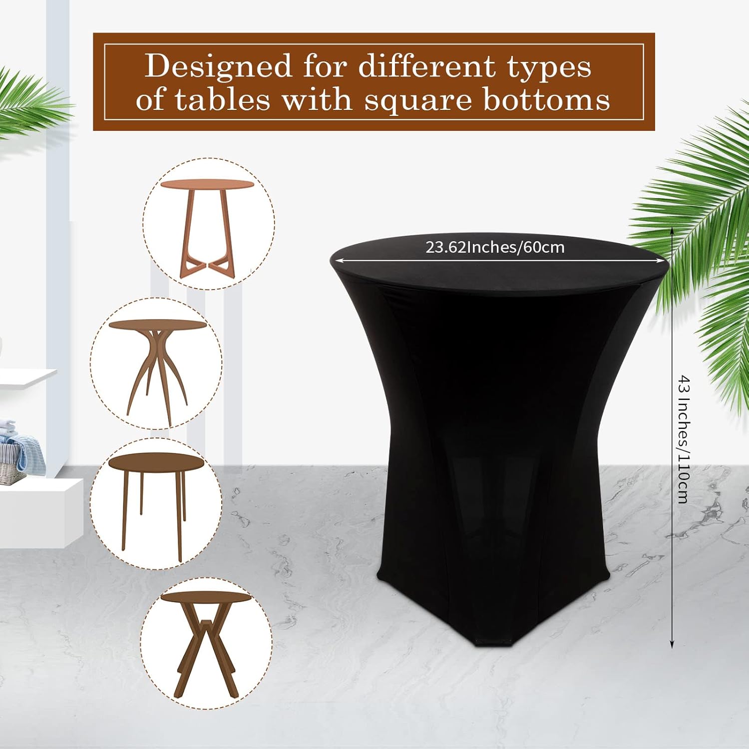 Linyuthia 14 Pack Spandex Round Tablecloths Black