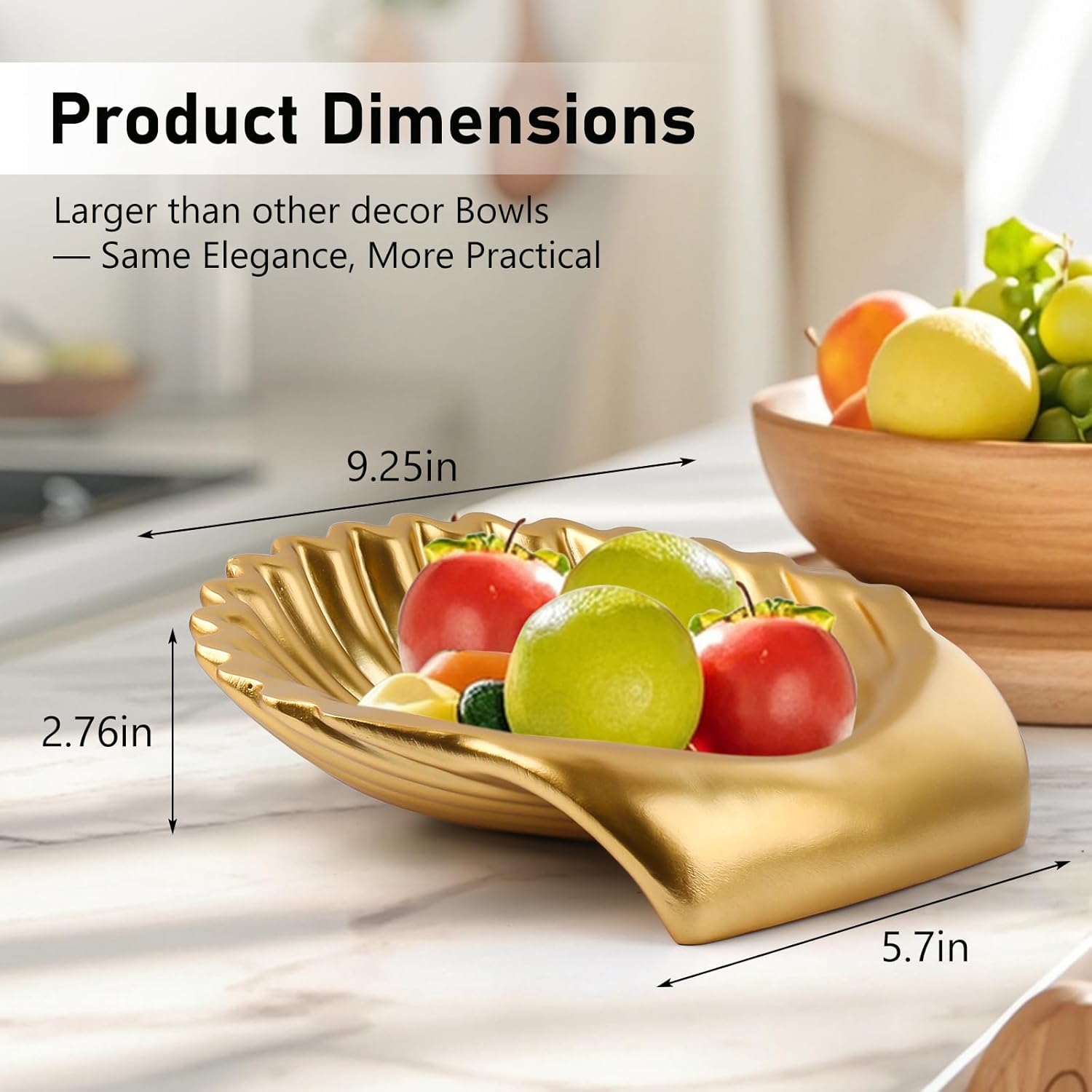 Large Decorative Bowl with Scallop Shape for Home Decor