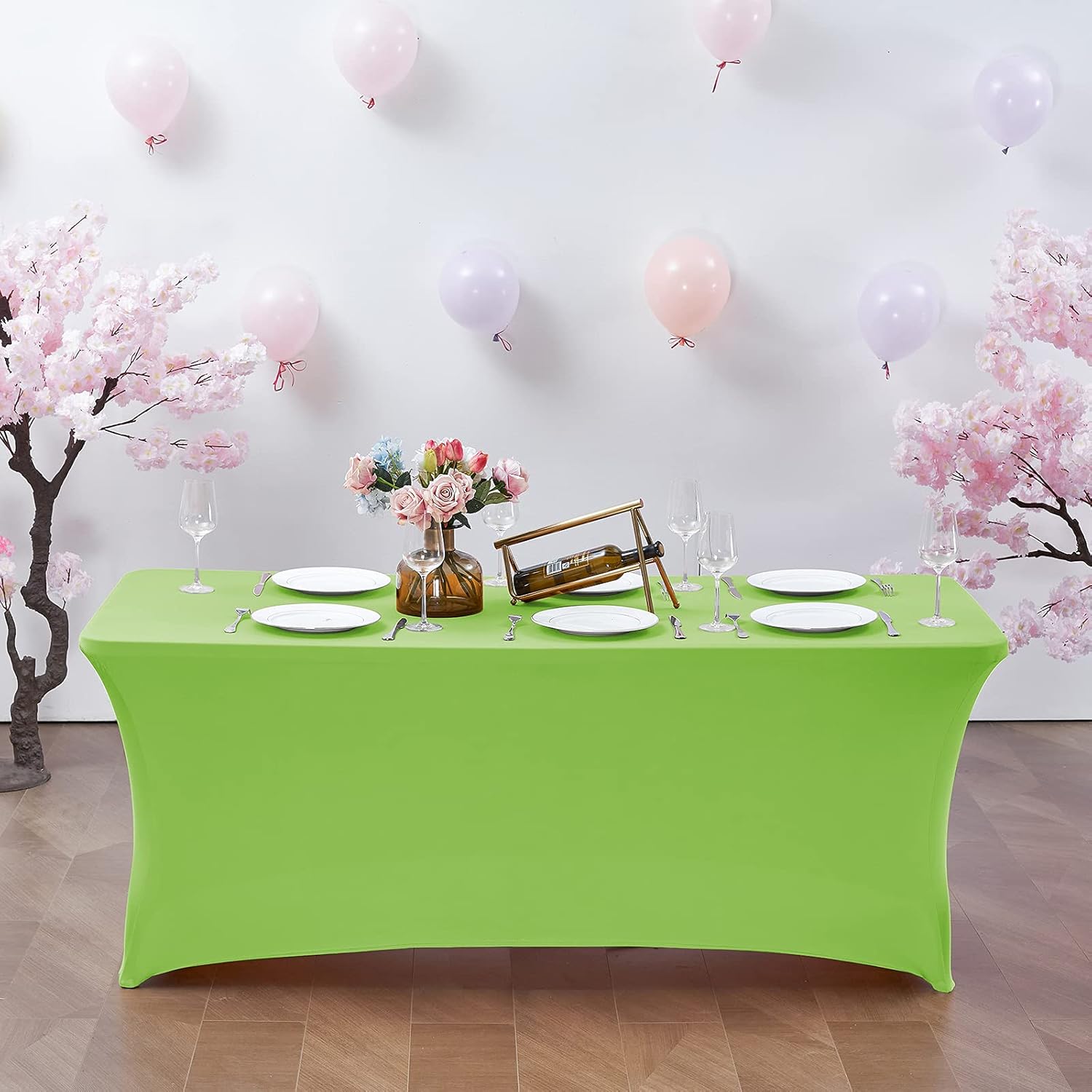 CWK 6FT Waterproof Stretch Spandex Table Cover - Light Green