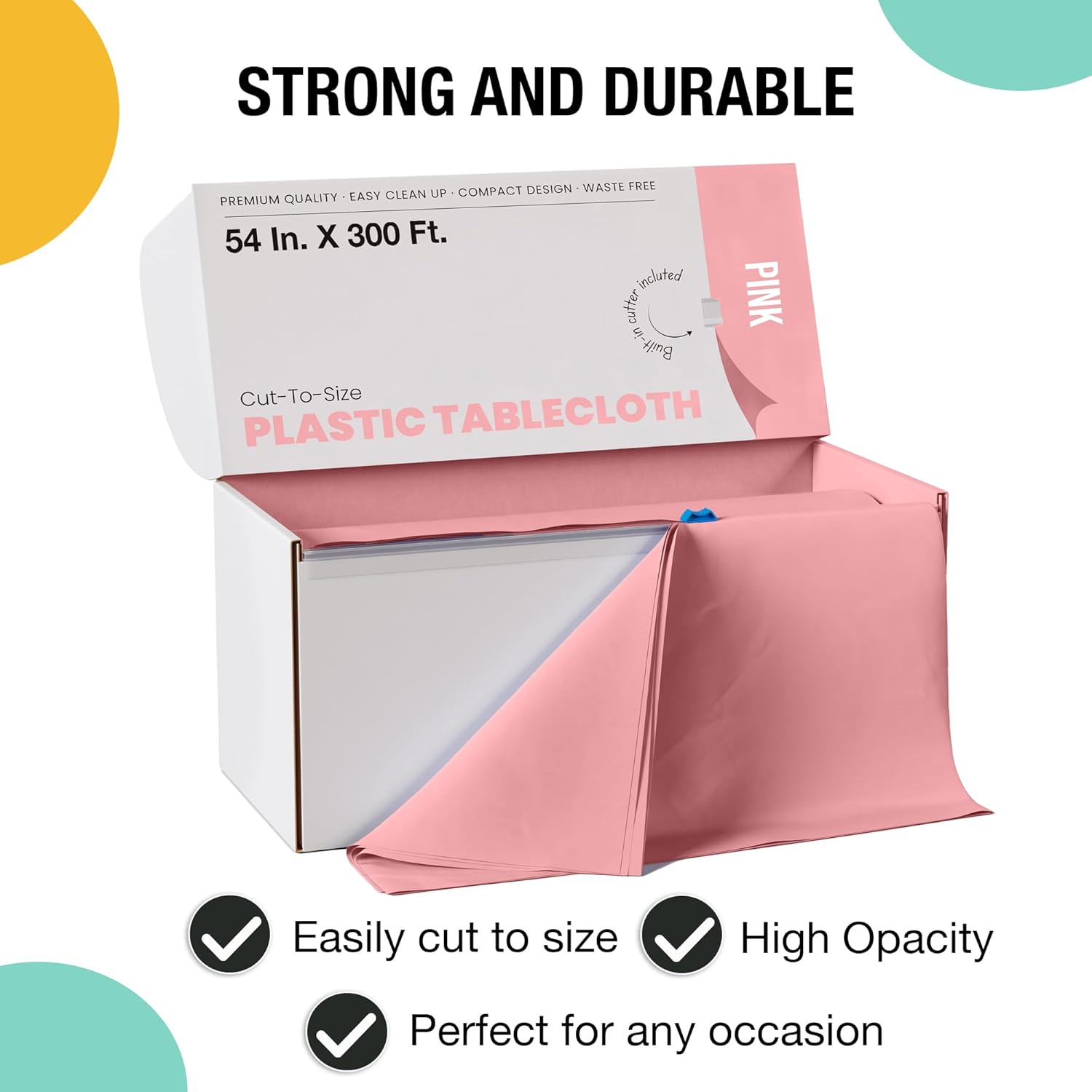 Exquisite Pink Plastic Table Cover Roll