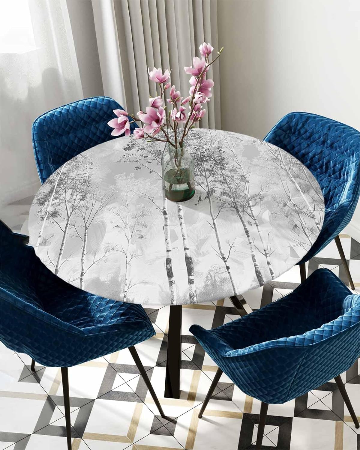Elastic Waterproof Round Tablecloth 55-60 Inches