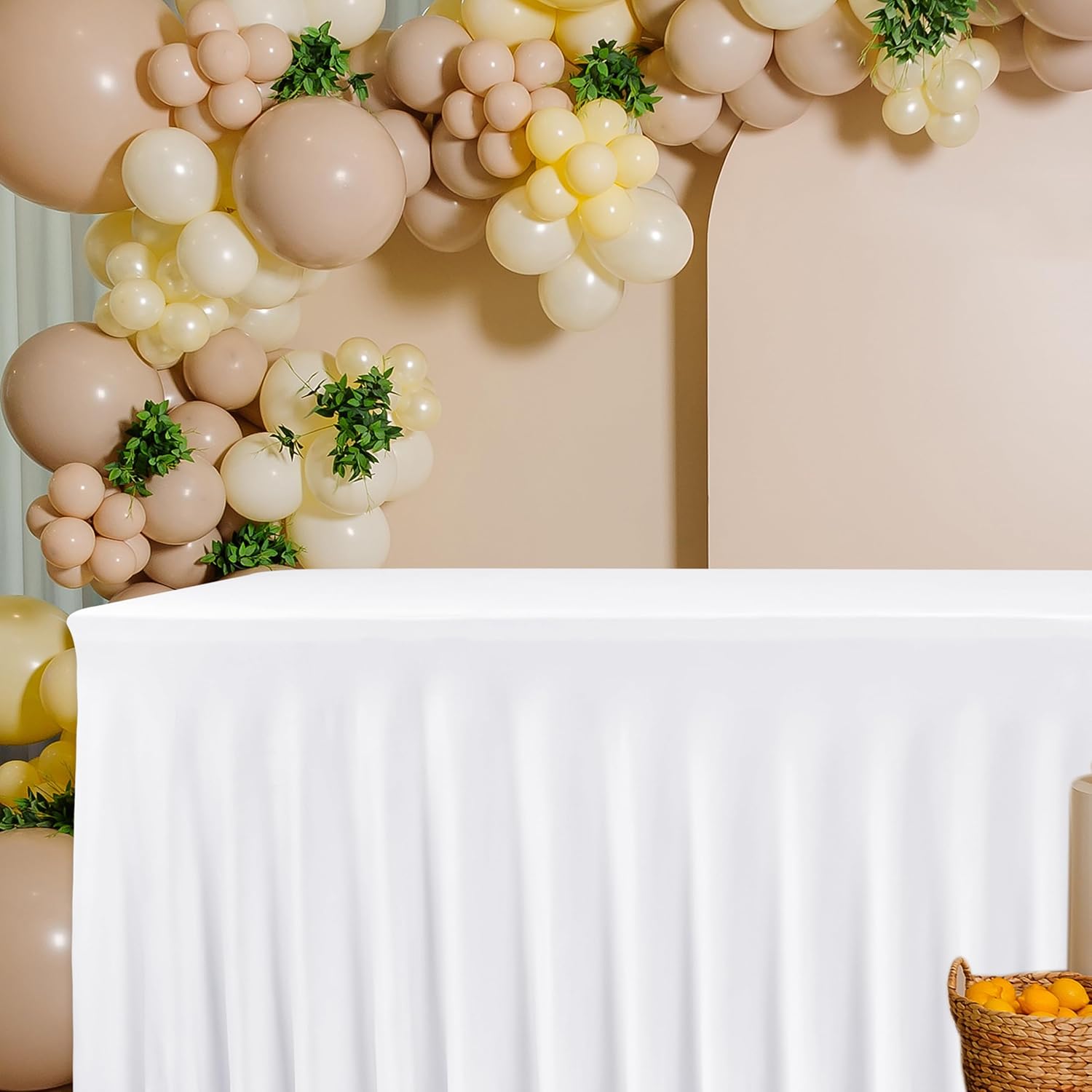 HolidayIdeas White Spandex Table Covers 6 Foot 2 Pack