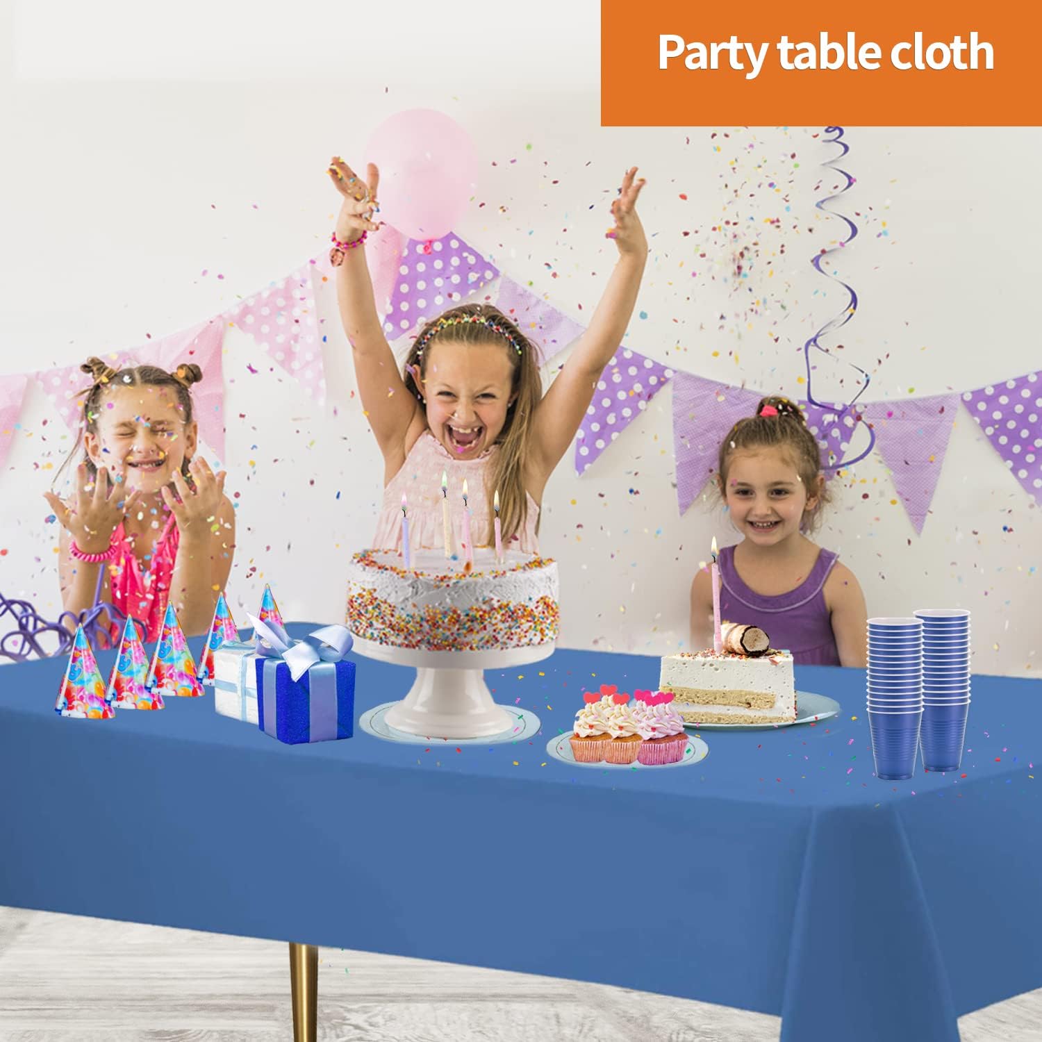 Blue Disposable Plastic Tablecloth for Rectangle Tables 12 Pack