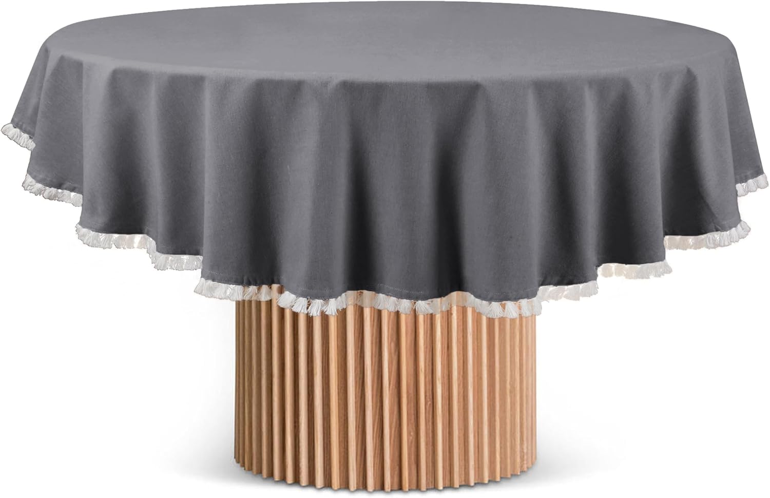 Cotton Clinic Rustic Round Tablecloth 60 Inches Dark Grey