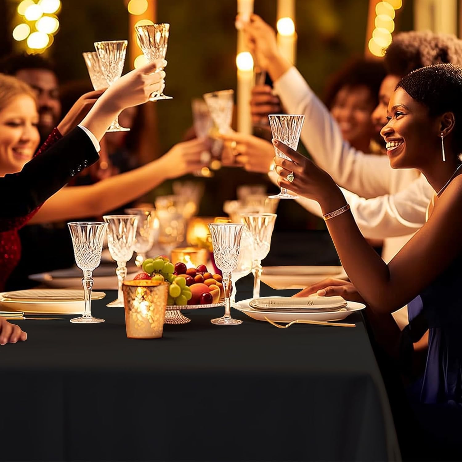 6 Pack Premium Disposable Plastic Tablecloths 54x108 Black