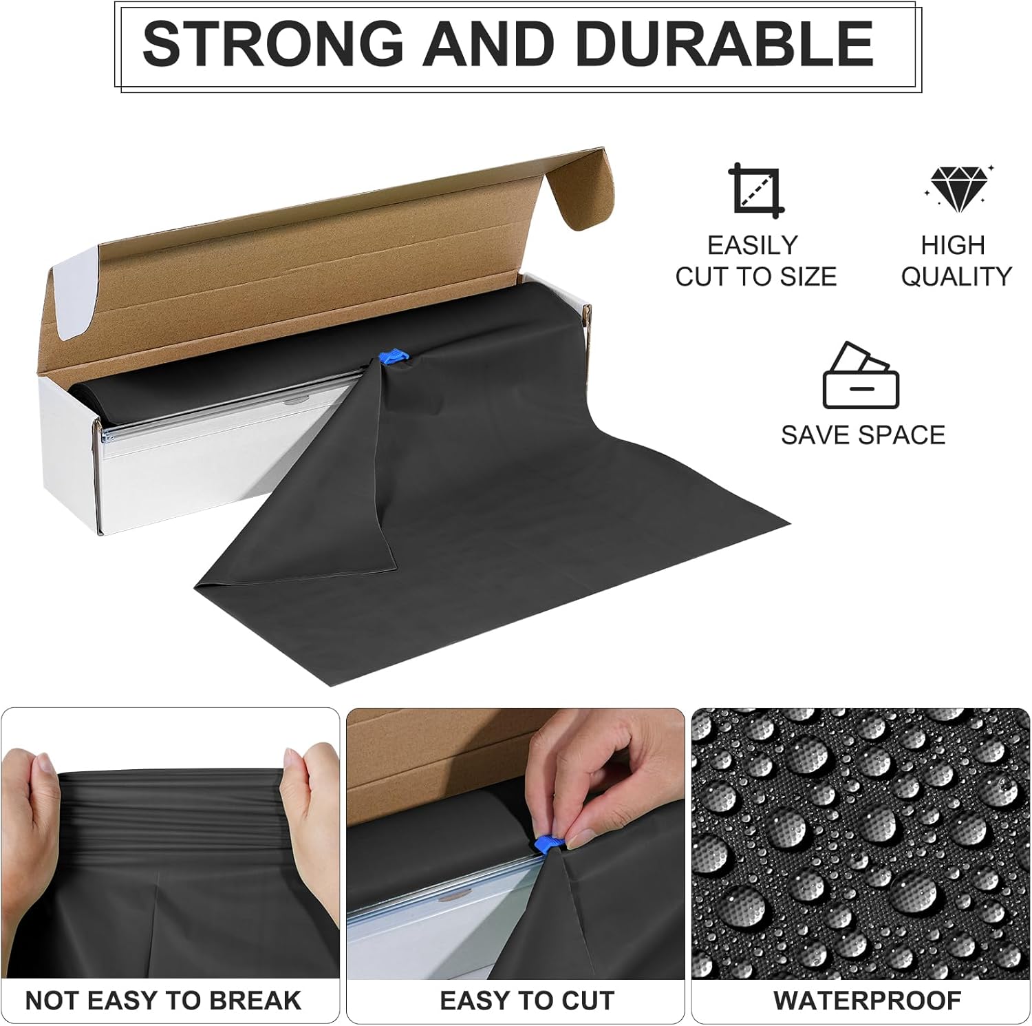 54 Inch X 100 Feet Black Tablecloth Roll with Slide Cutter