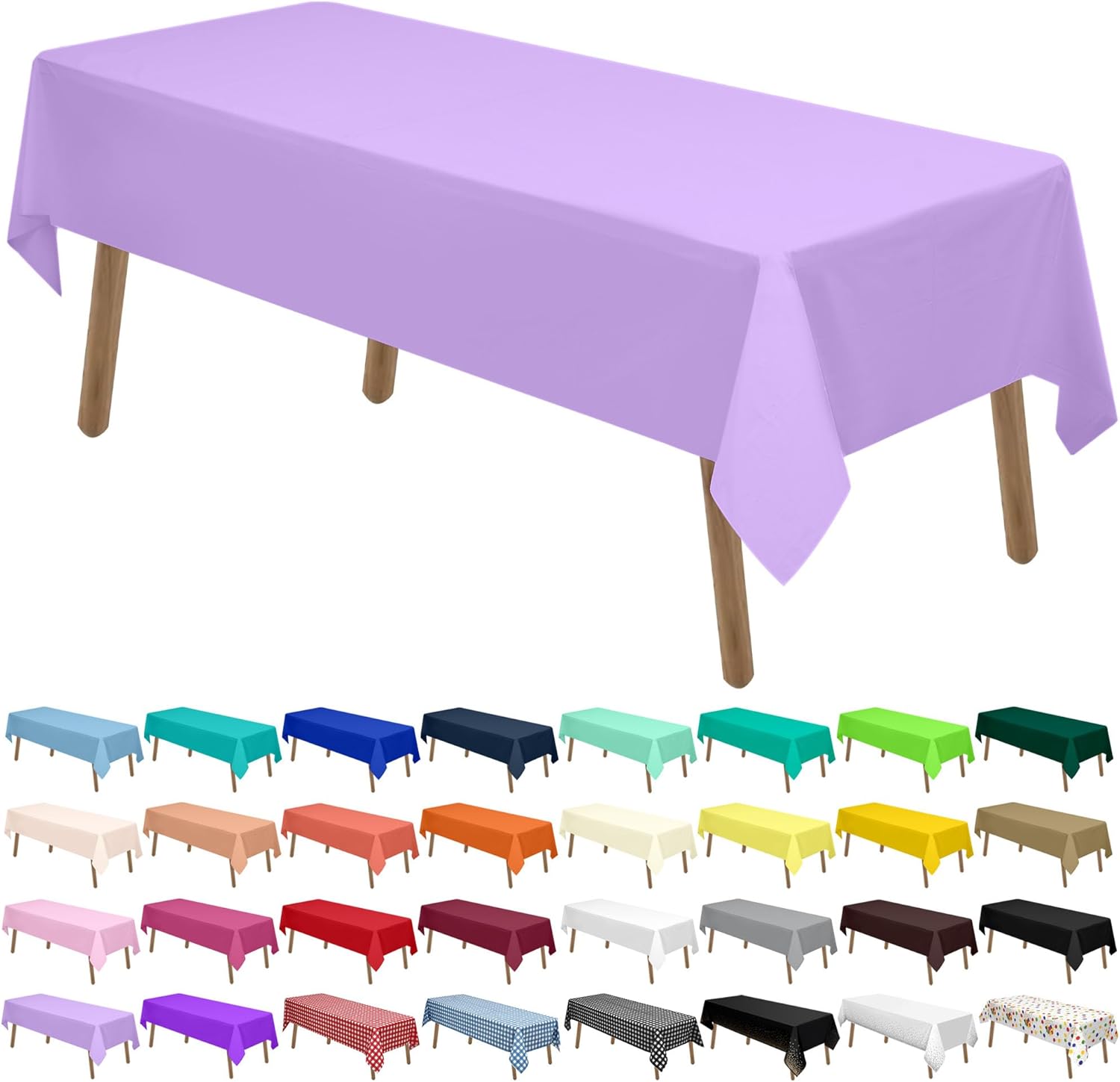 Lavender Plastic Tablecloths 2 Pack Lilac Disposable Covers 54x108 Inch