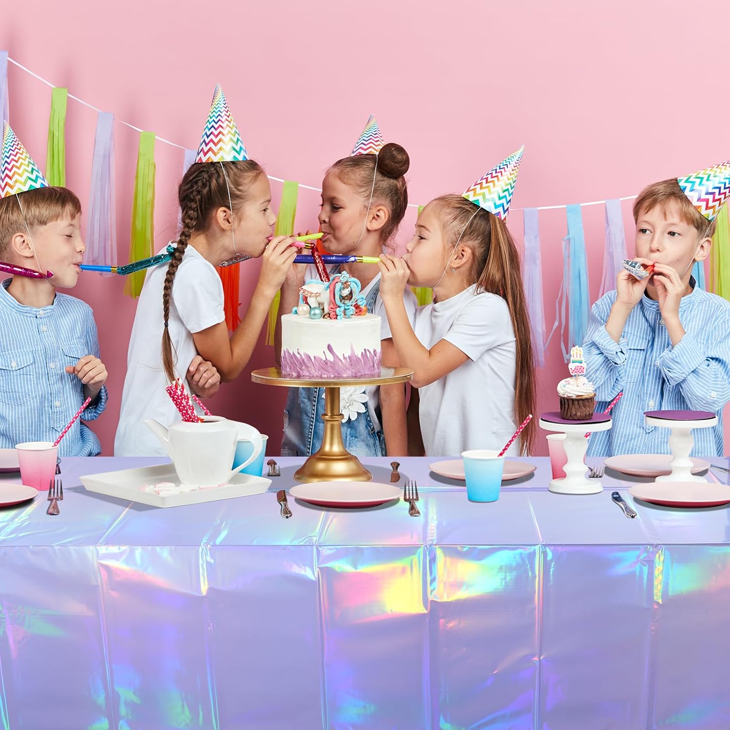 3 Pack Iridescent Light Purple Tablecloths for Parties