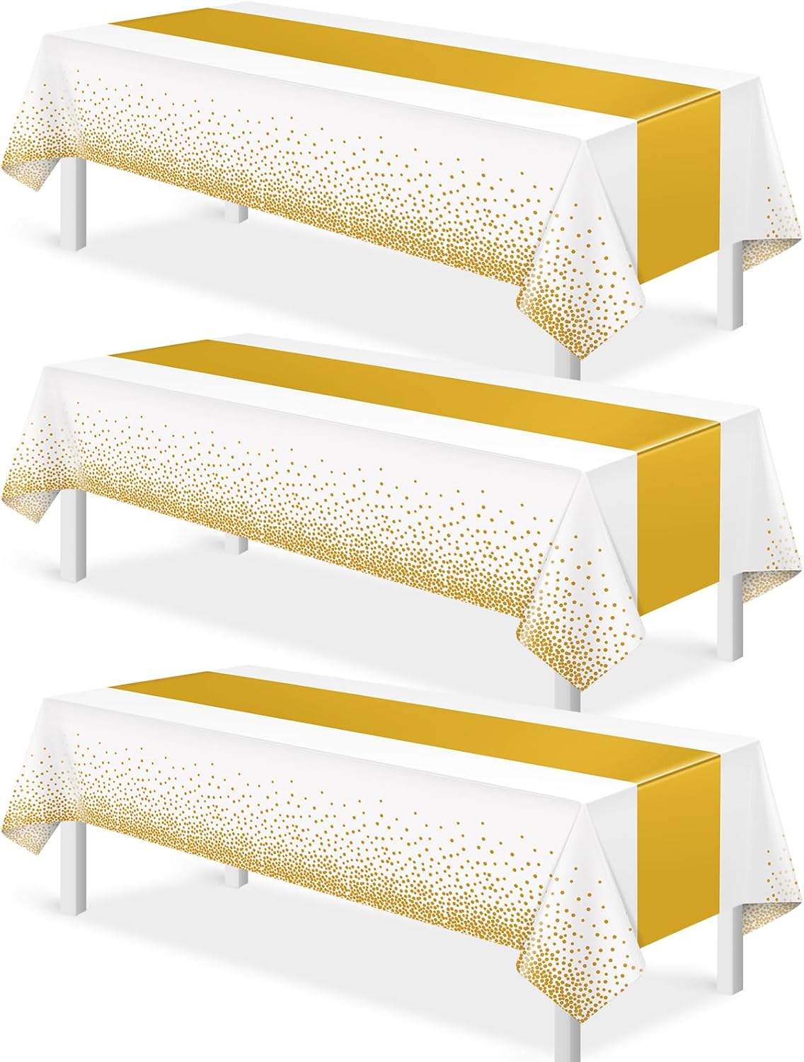 3Pcs White and Gold Tablecloth Party Decorations