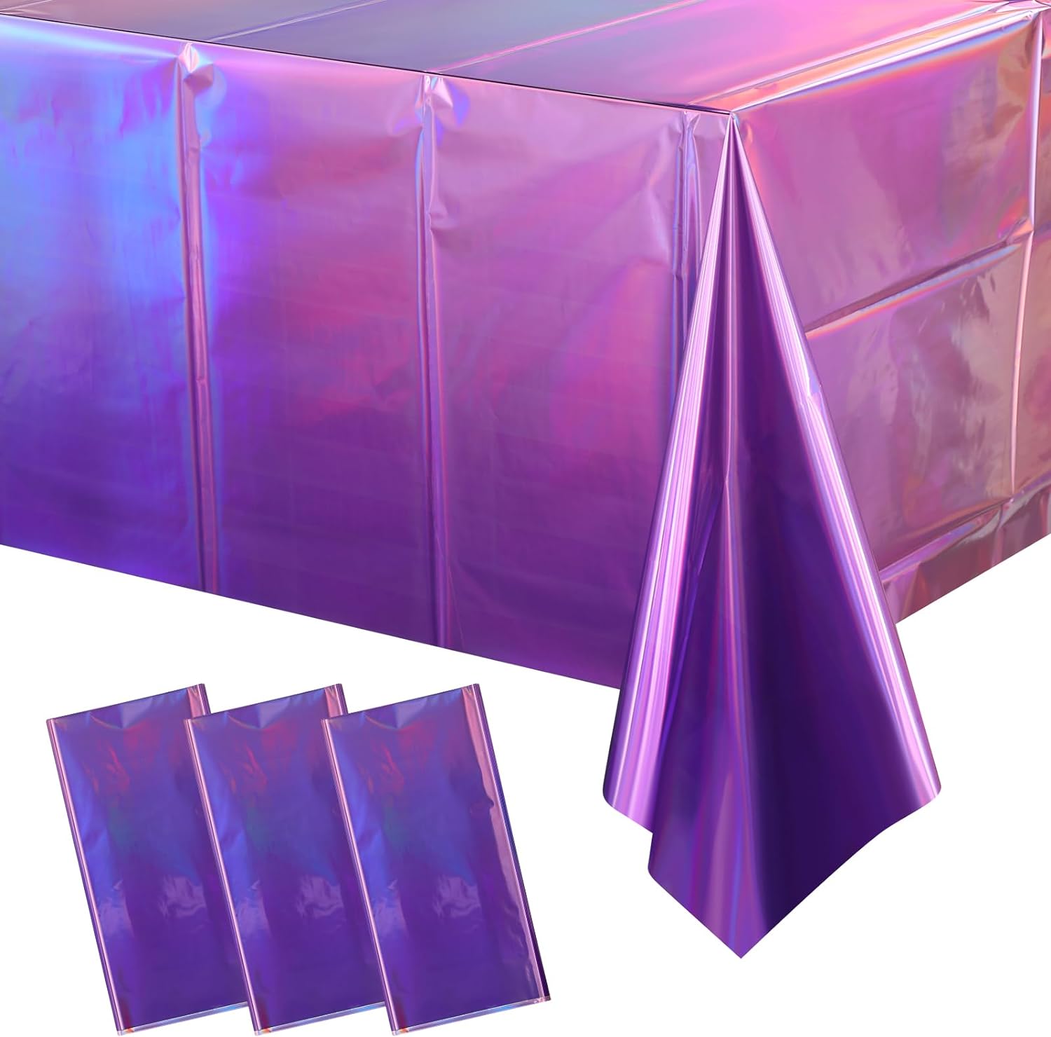 3 Pack Iridescent Pink Purple Plastic Tablecloths