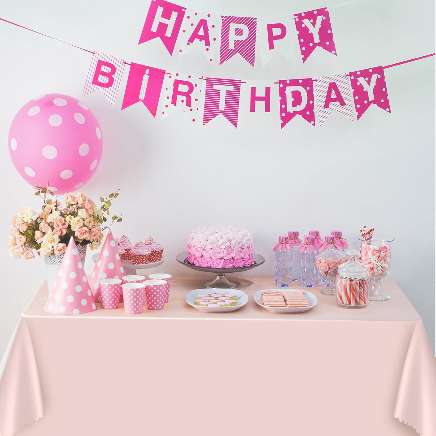 3 Pack Light Pink Plastic Tablecloths 54x108 Inch Party Covers