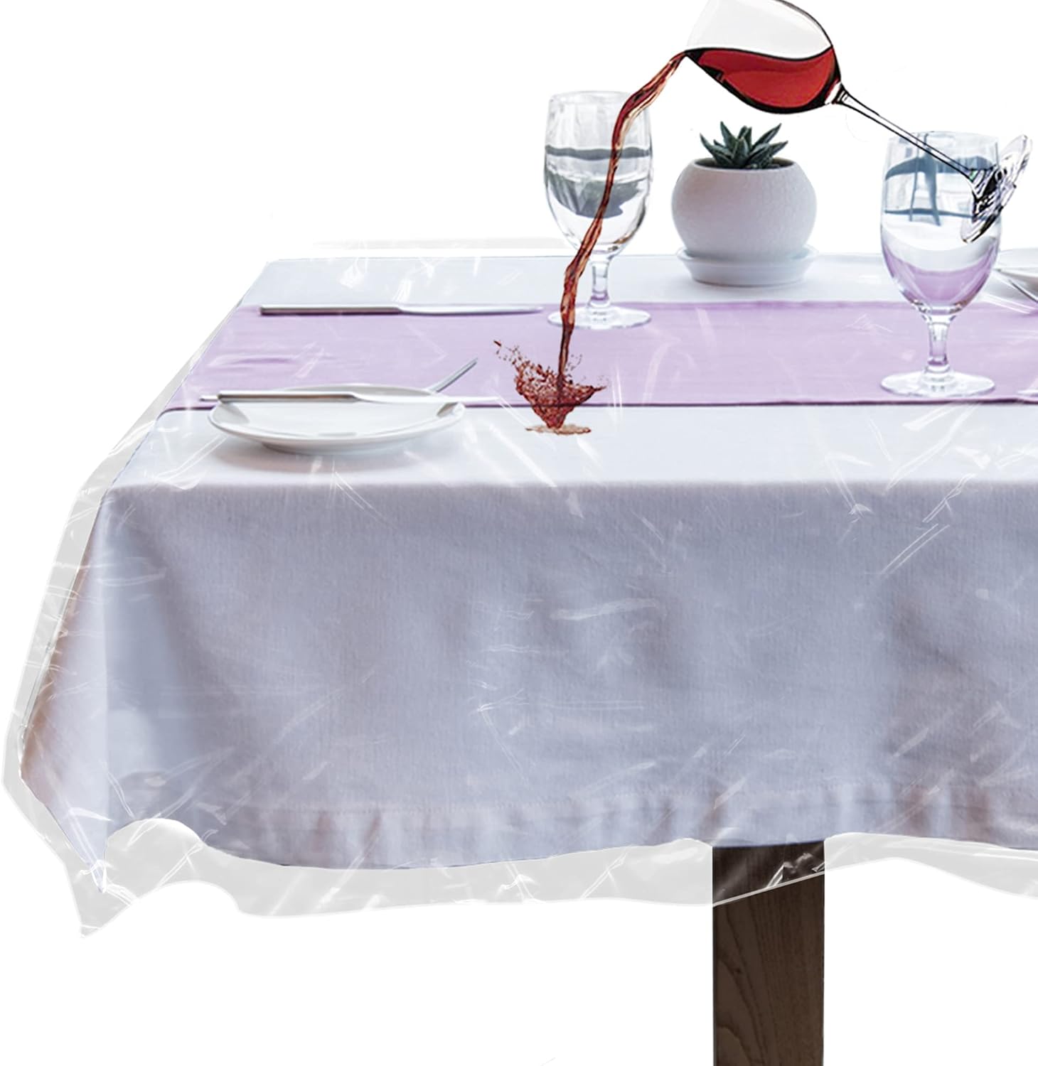 LAMINET Heavy-Duty Crystal Clear Vinyl Tablecloth Protector 54x74 Oblong