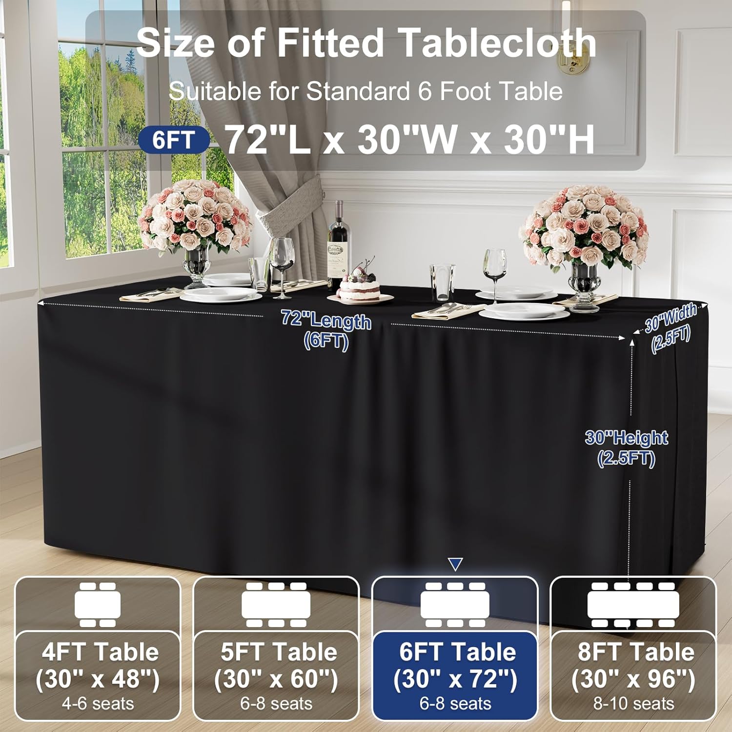 Homing 2 Packs Rectangle Fitted Tablecloth