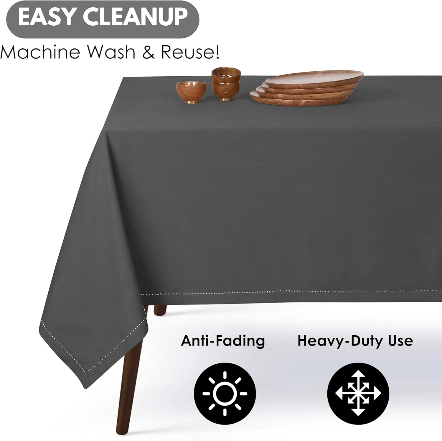 Softopia Cotton Grey Table Cloth 60x84 Rectangle