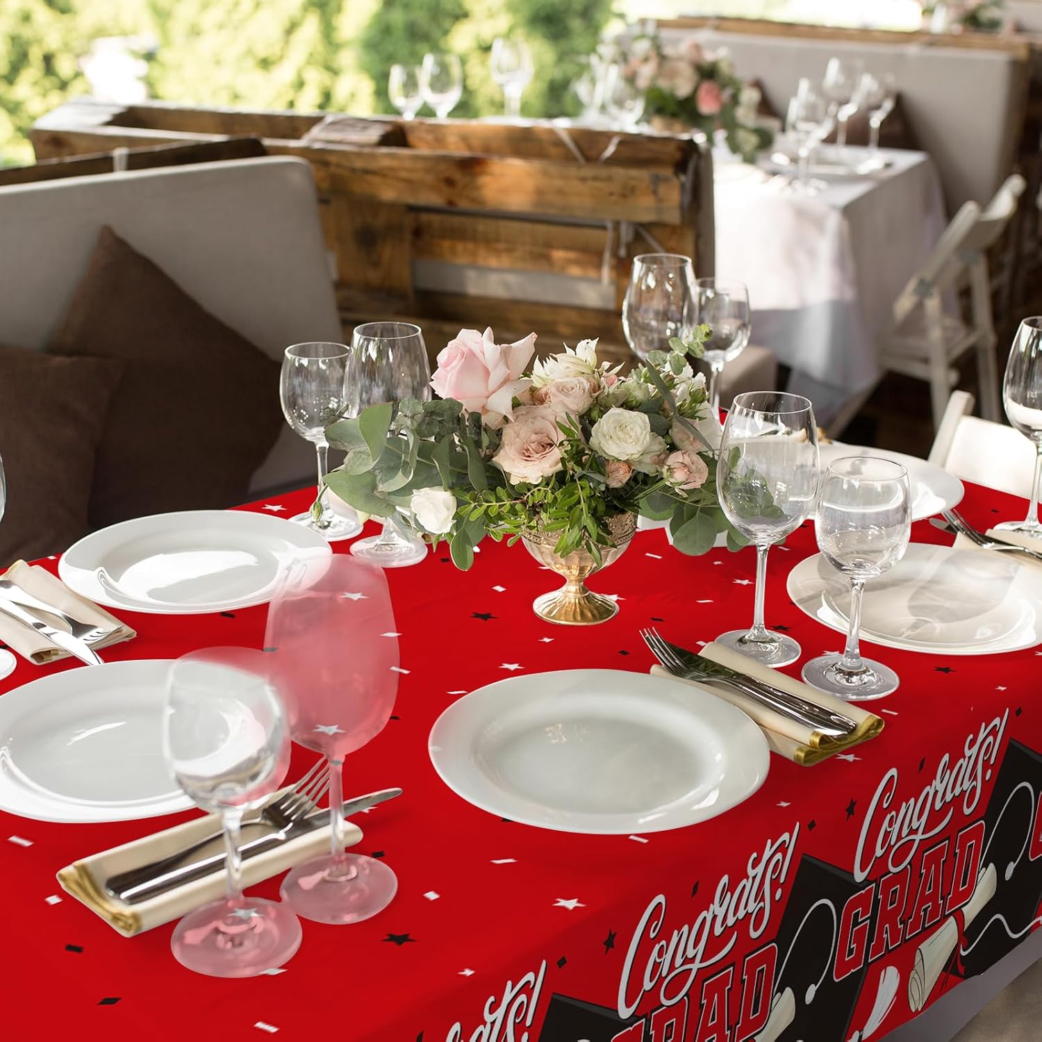 Gatherfun Graduation Decorations 2025 Kit 2 Pcs Red Tablecovers