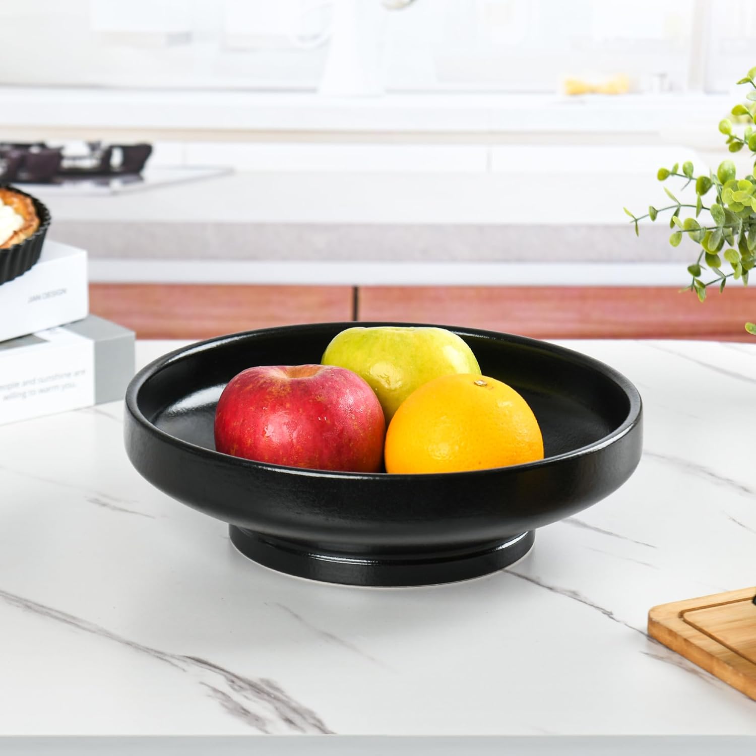SLIVOUS Ceramic Fruit Bowl 102 Inch Black