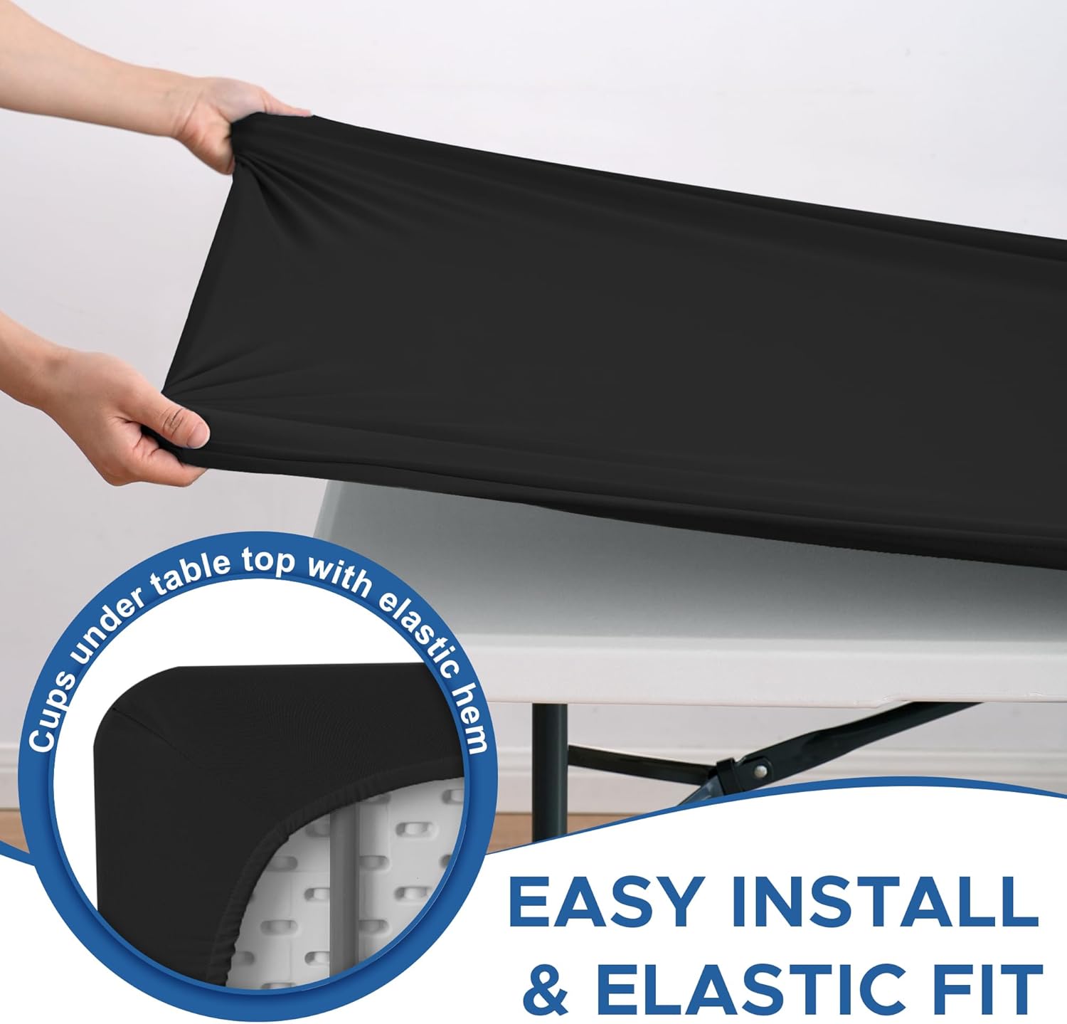 Enjoyidea 2 Pack Black Spandex Table Covers 42x72 Inch Fitted