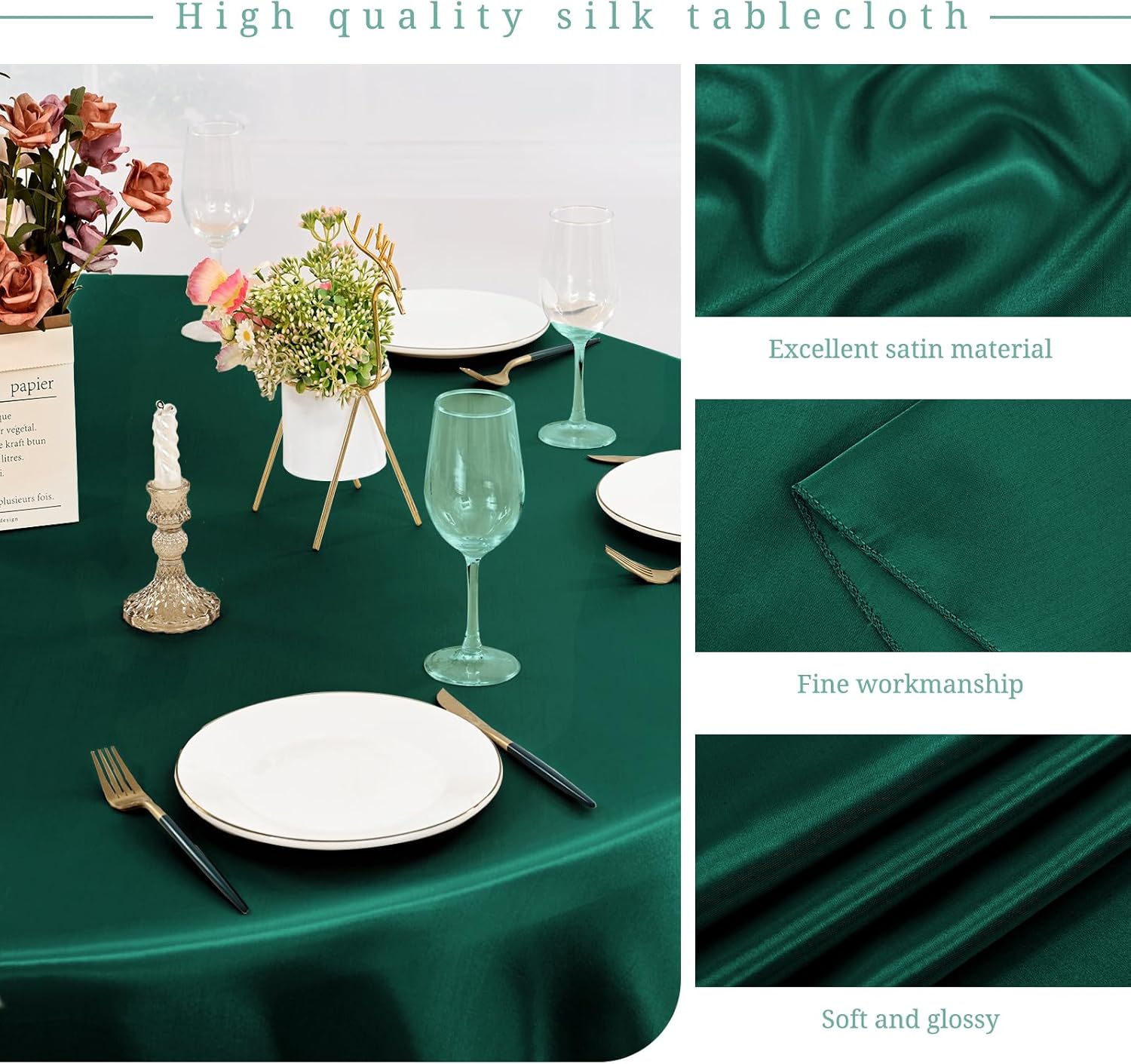 12 Pack 120 Inch Round Tablecloth Hunter Green Satin