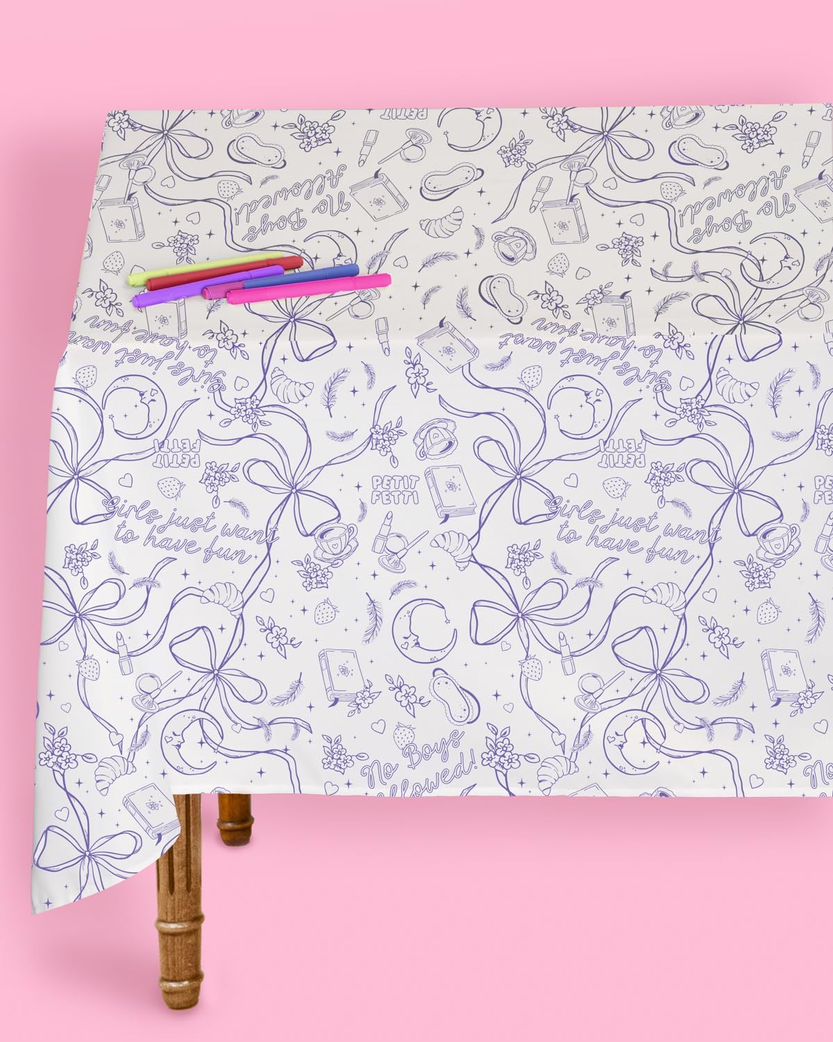 Xo Fetti Sleepover Party Coloring Tablecloth 9x45