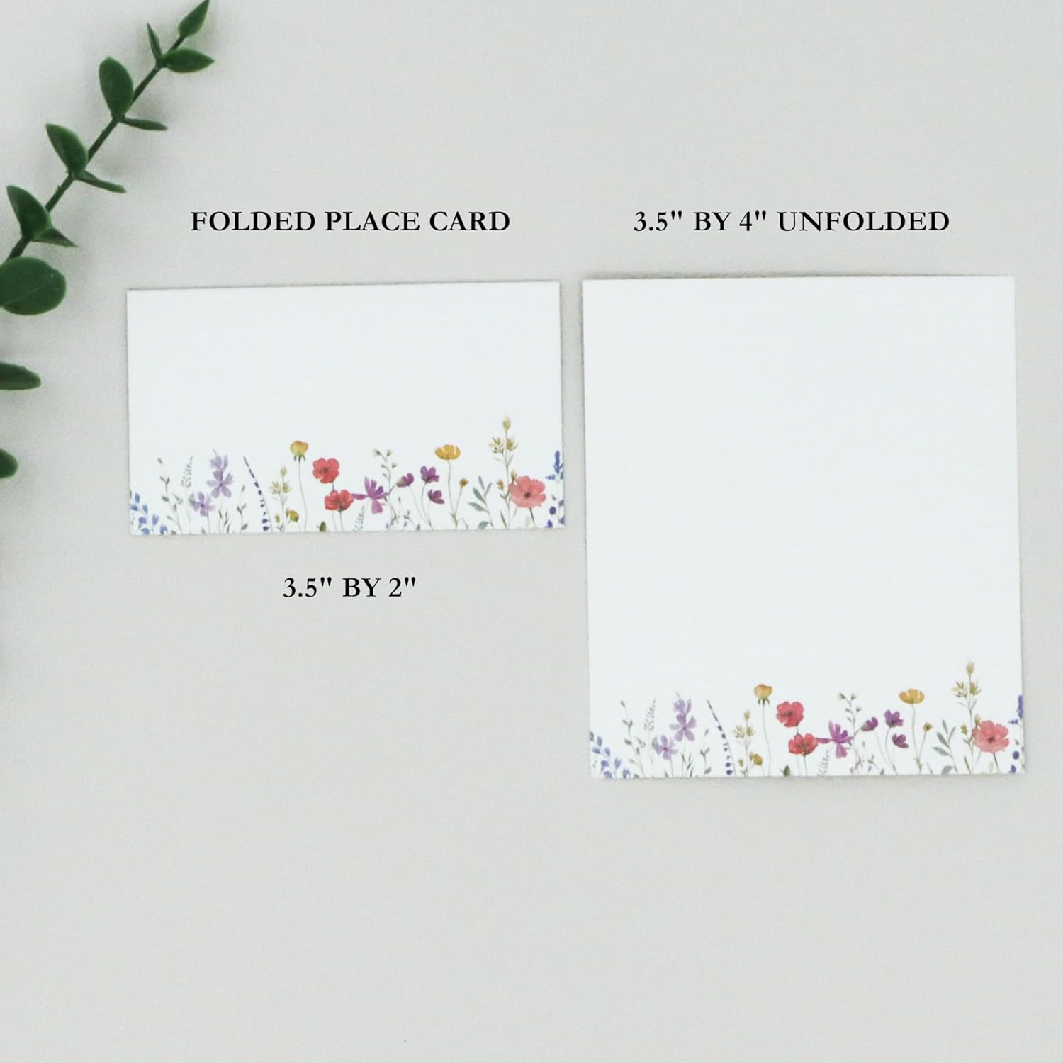 Wildflower Place Cards for Wedding Seating Set of 50