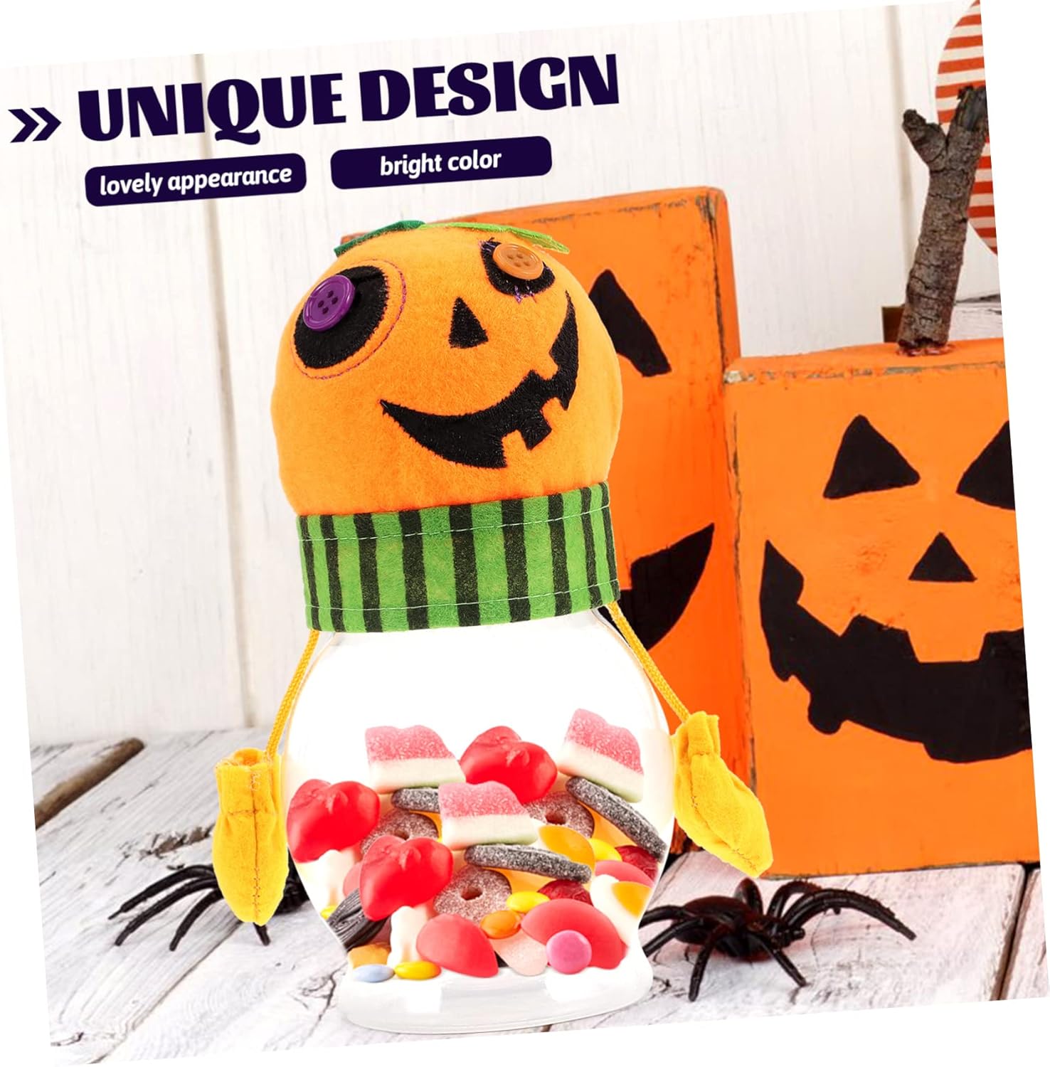 Halloween Candy Jar with Pumpkin Design for Parties and Home Use