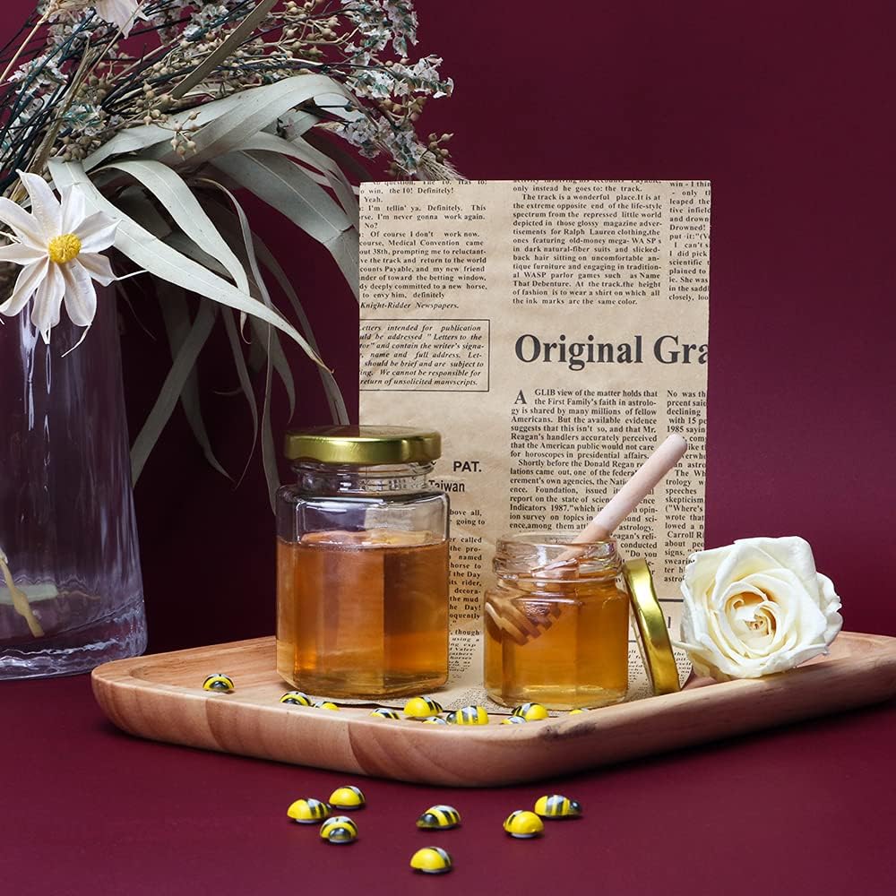 24 Pack 15oz Mini Hexagon Honey Jars with Gold Lids