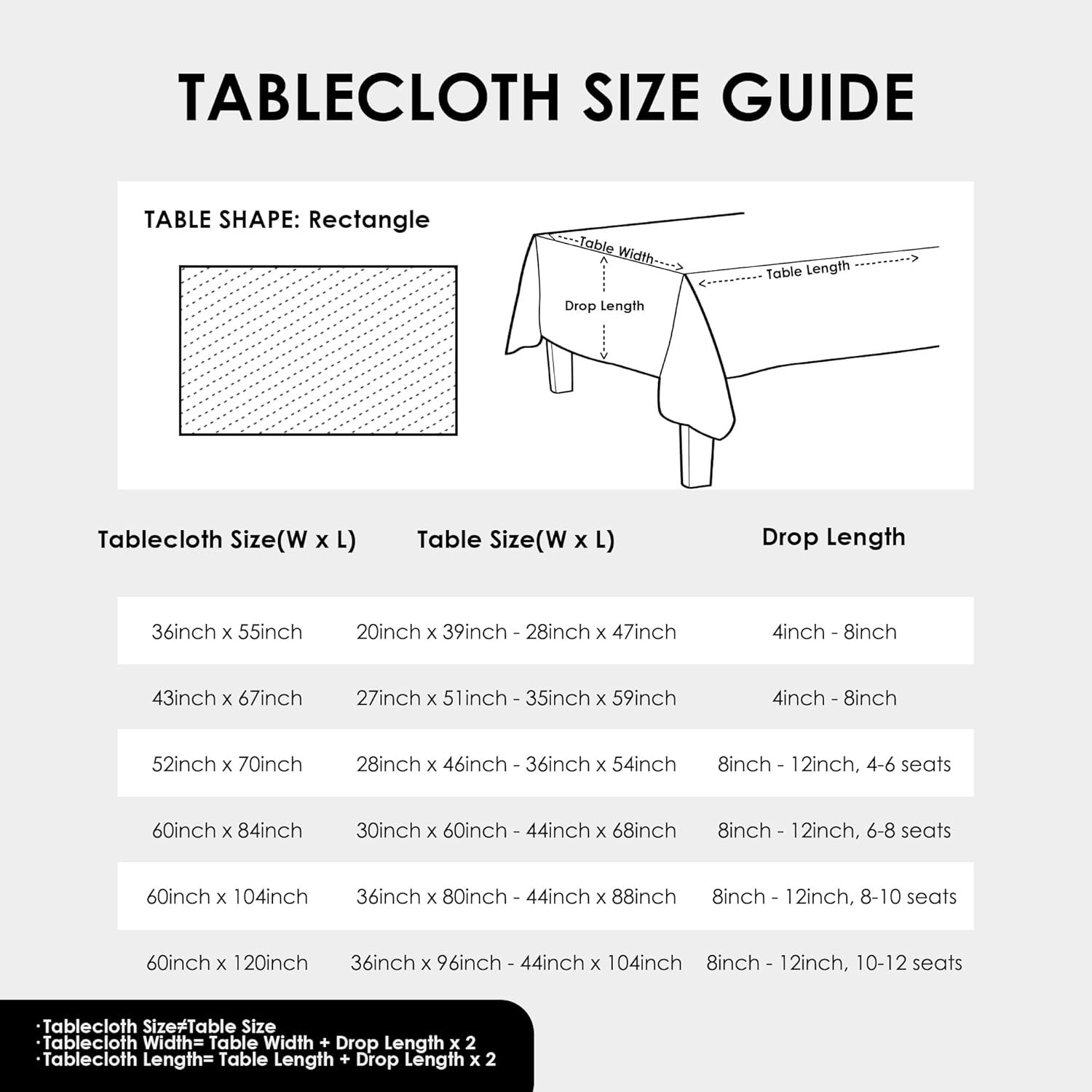 White Rectangle Tablecloth 60x84 Inch Washable Table Cover