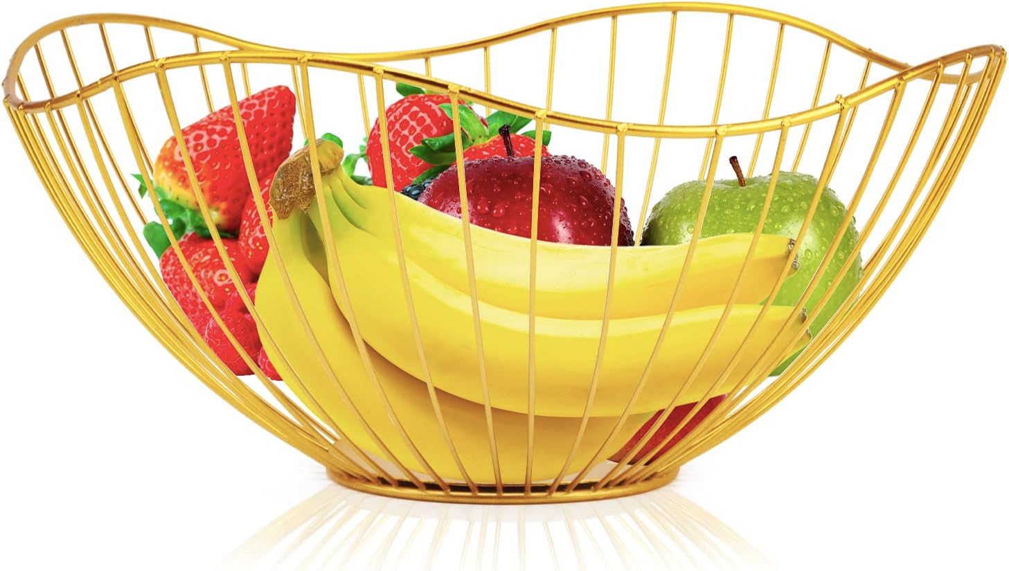Lainrrew Gold Metal Wire Fruit Basket Bowl