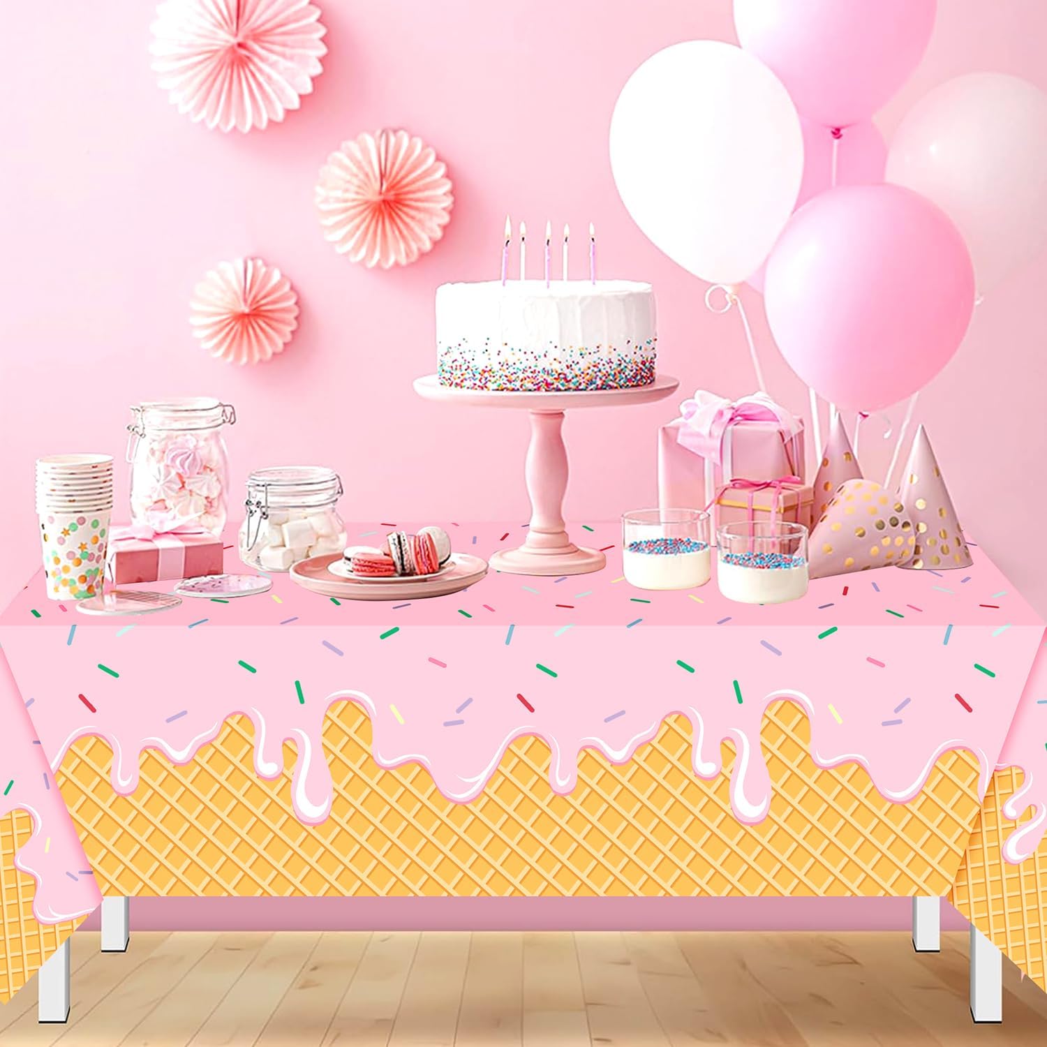 UROINEPA Ice Cream Party Decorations 3Pcs Tablecloths