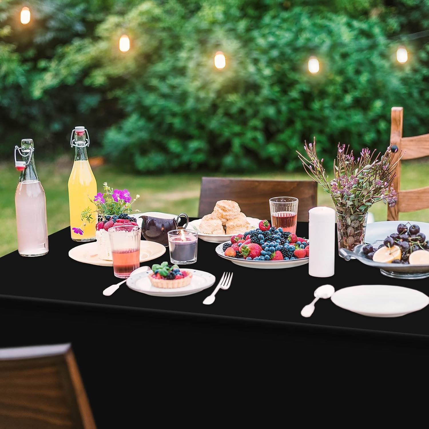 3 Pack Black Plastic Tablecloth for Rectangle Tables