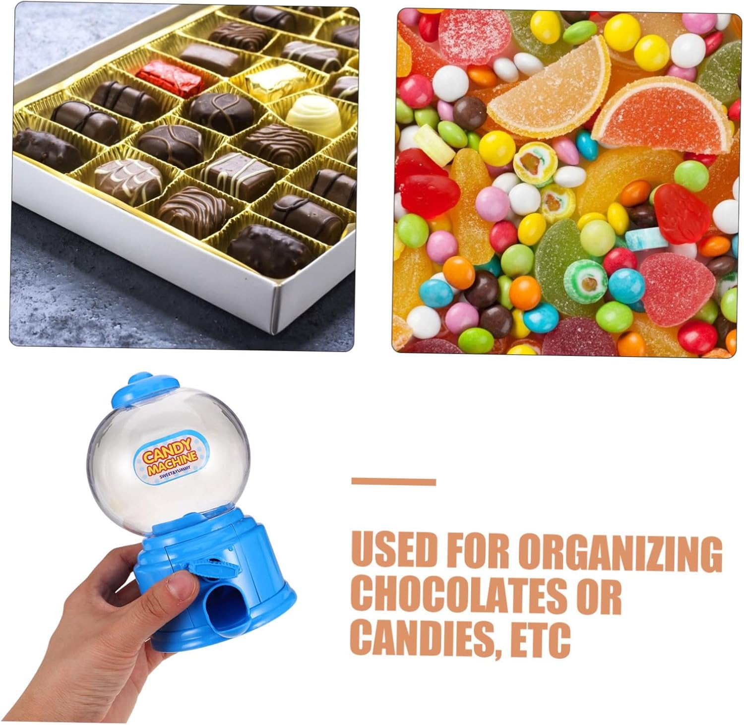 3PCS Mini Candy Dispenser for Boys Girls Adults Desk Gumball Machine Toy