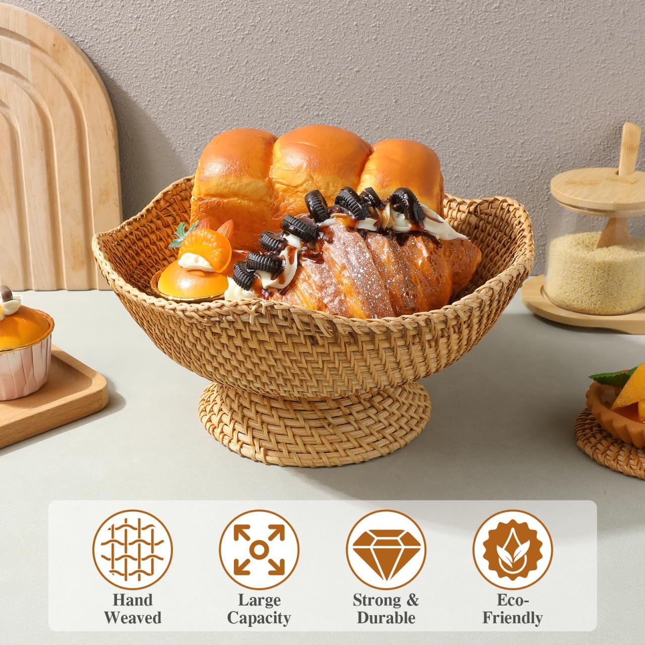 PRETYZOOM Rattan Fruit Bowl 98 Inches