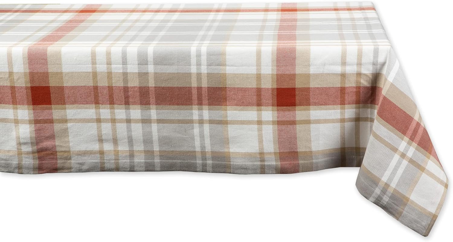 DII Autumn Collection Tabletop Decoration Tablecloth 60x84 Cozy Plaid
