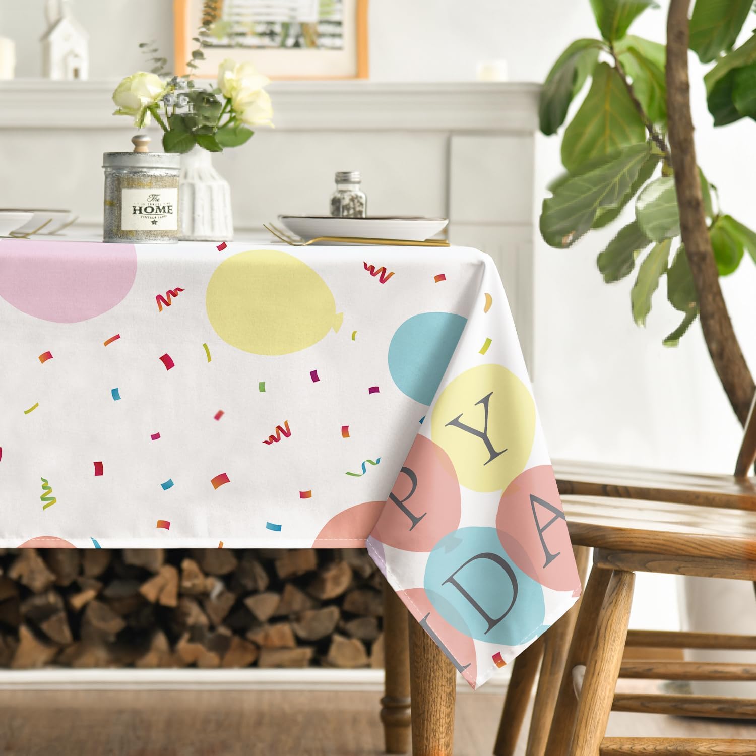 Horaldaily Happy Birthday Tablecloth 60x84 Inch Rectangular