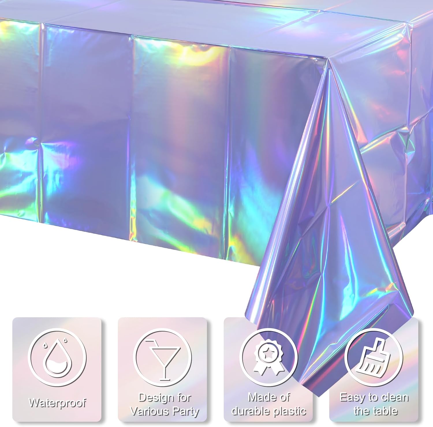 3 Pack Iridescent Light Purple Tablecloths for Parties