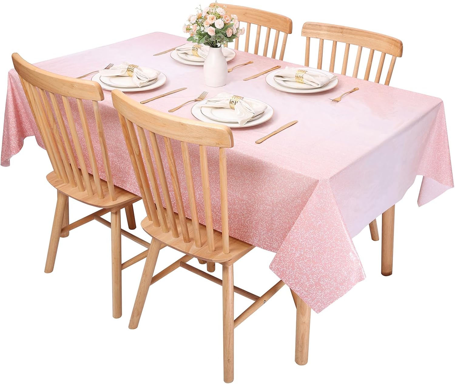 Kesfey 3 Pack Ombre Rose Gold Tablecloths 54x108 Inch