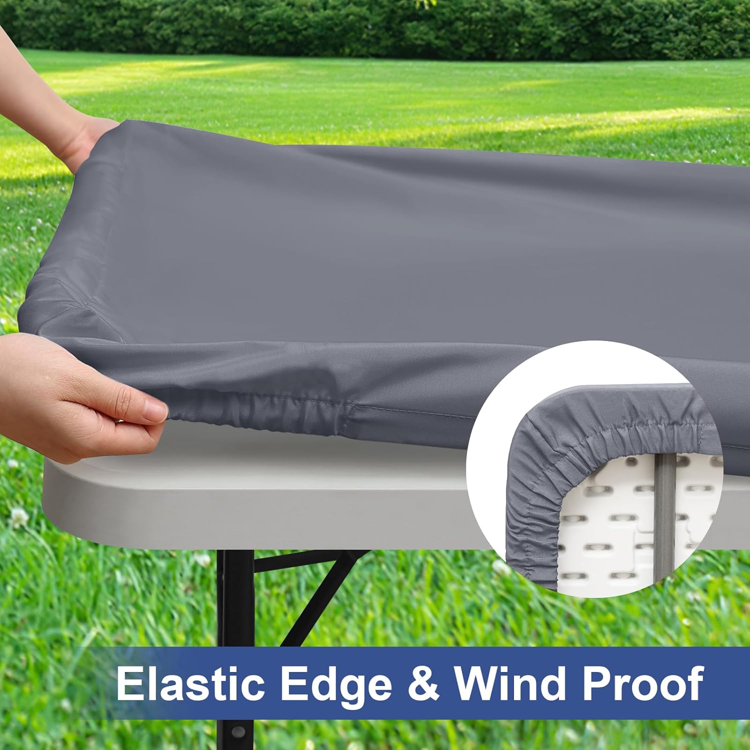 Homing 4 Packs 6 Foot Rectangle Table Cloth - Waterproof Elastic Windproof Washable