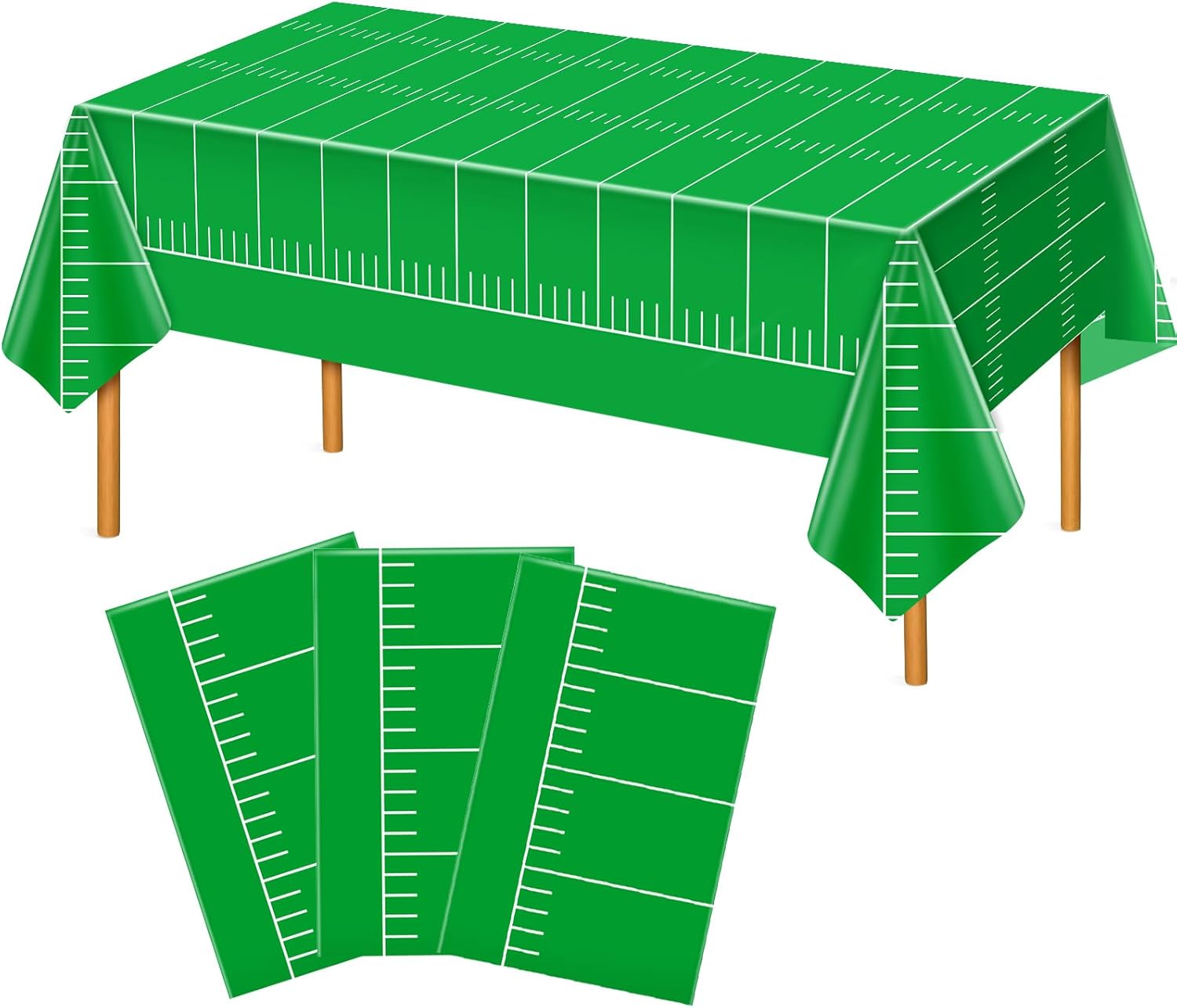 3Pcs Football Field Tablecloth 54x108 Inch for Party Decorations