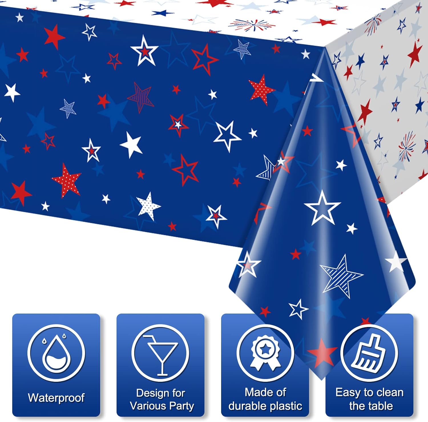 3 Pack Patriotic Tablecloths for 4th of July Party Decor