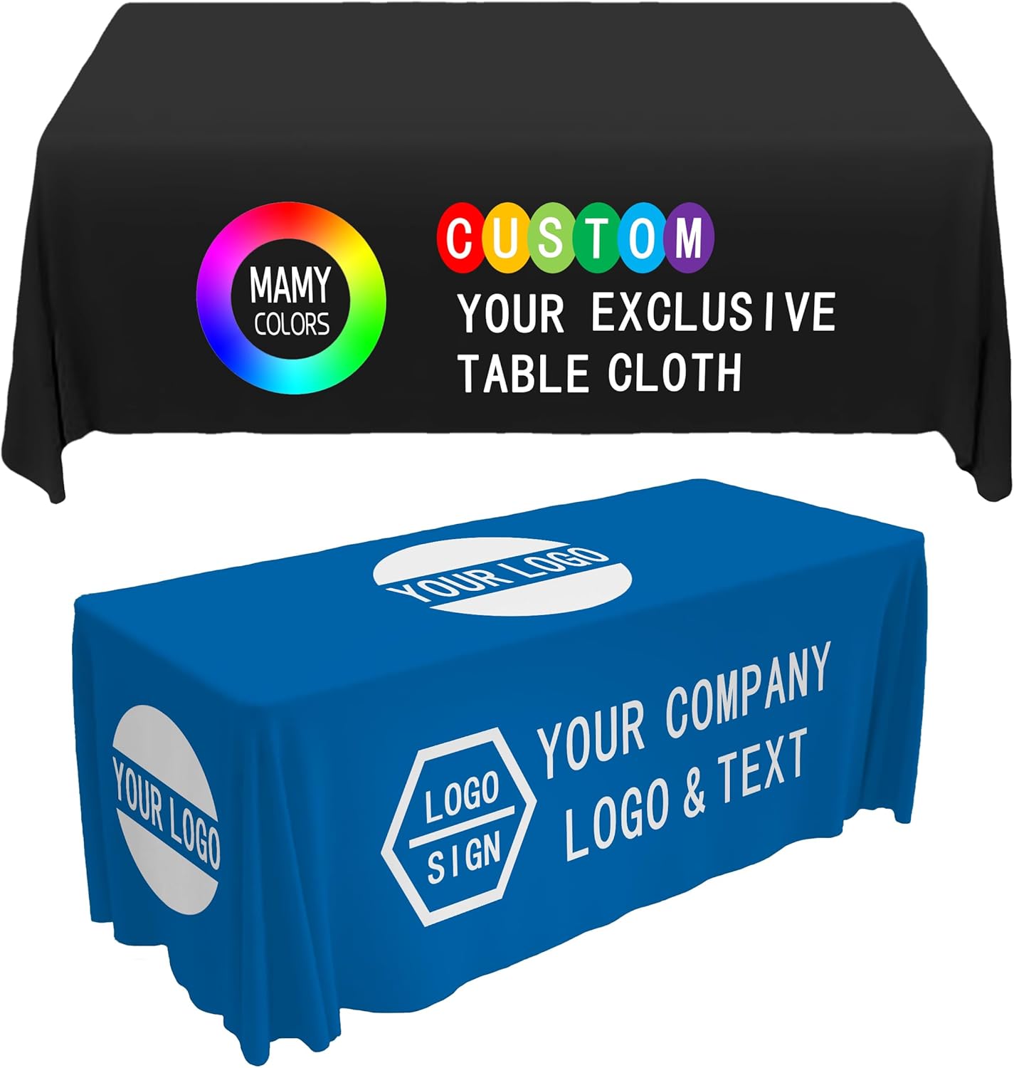 Custom Table Cloth with Business Logo Text 4FT