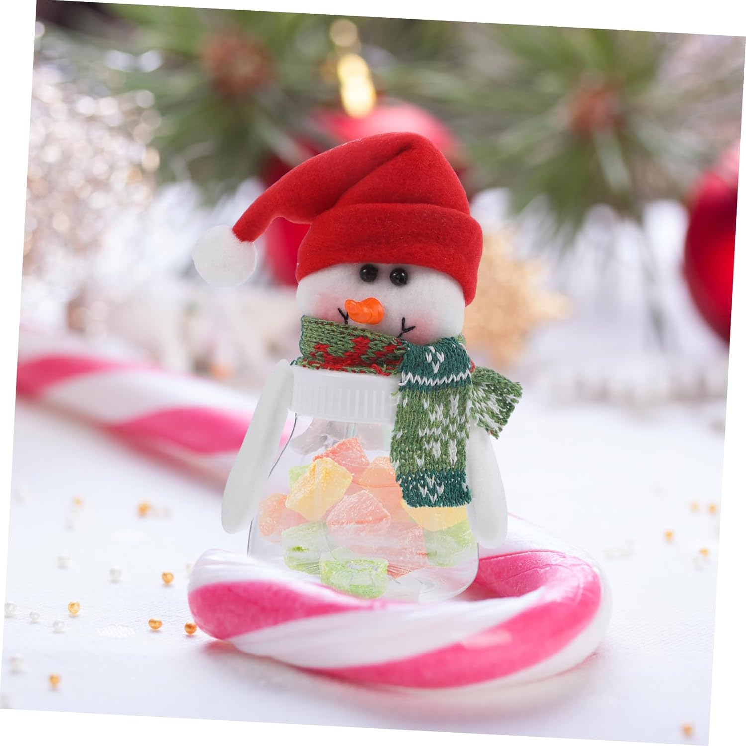 BIUDECO Snowman Candy Containers 5 Pack Christmas Decorative Jars