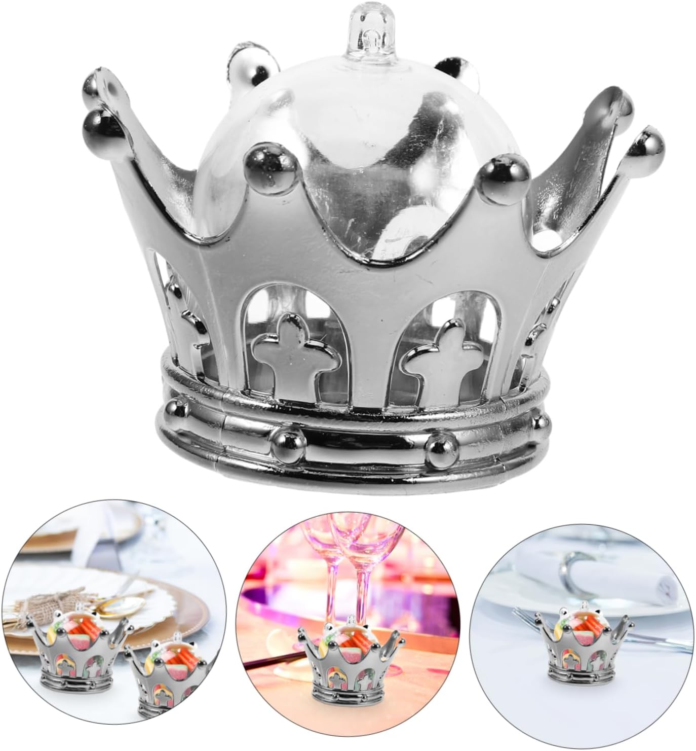 12pcs Cupcake Containers with Dome Silver Candy Boxes for Wedding Favors