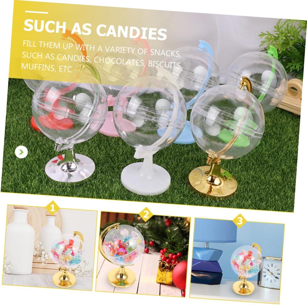 5Pcs Globe Shape Candy Boxes Mini Round Storage Containers Decorative Treat Holders for Parties