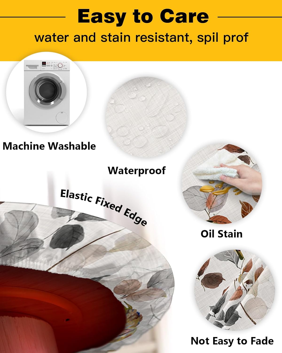 ZOE GARDEN Botanical Eucalyptus Waterproof Round Table Cover