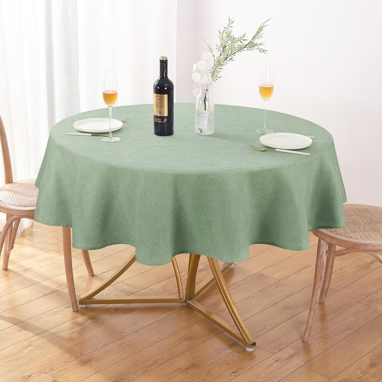 Textured 50 Inch Round Tablecloth - Waterproof Wipeable