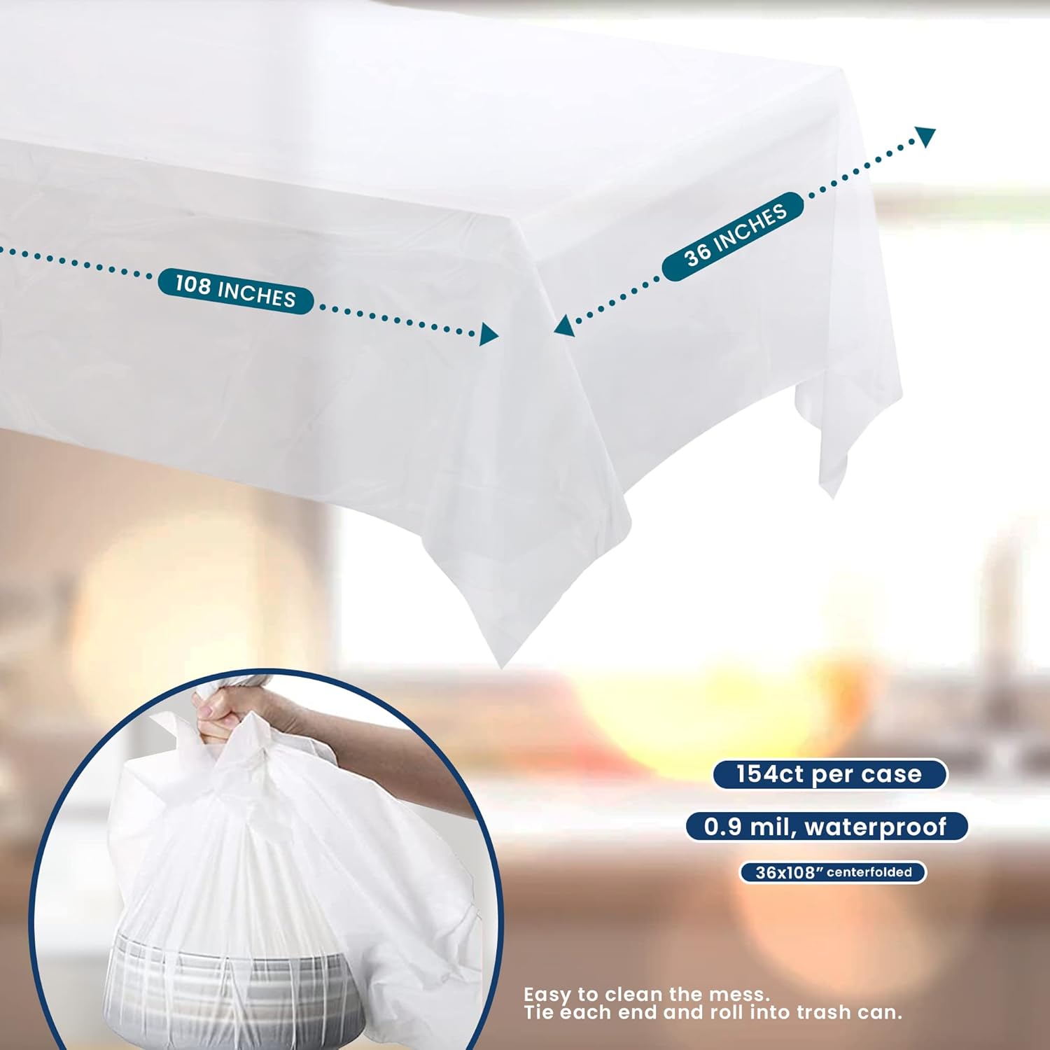 TULLIPAK 154 Pack White Tablecloths 36x108in USA Made