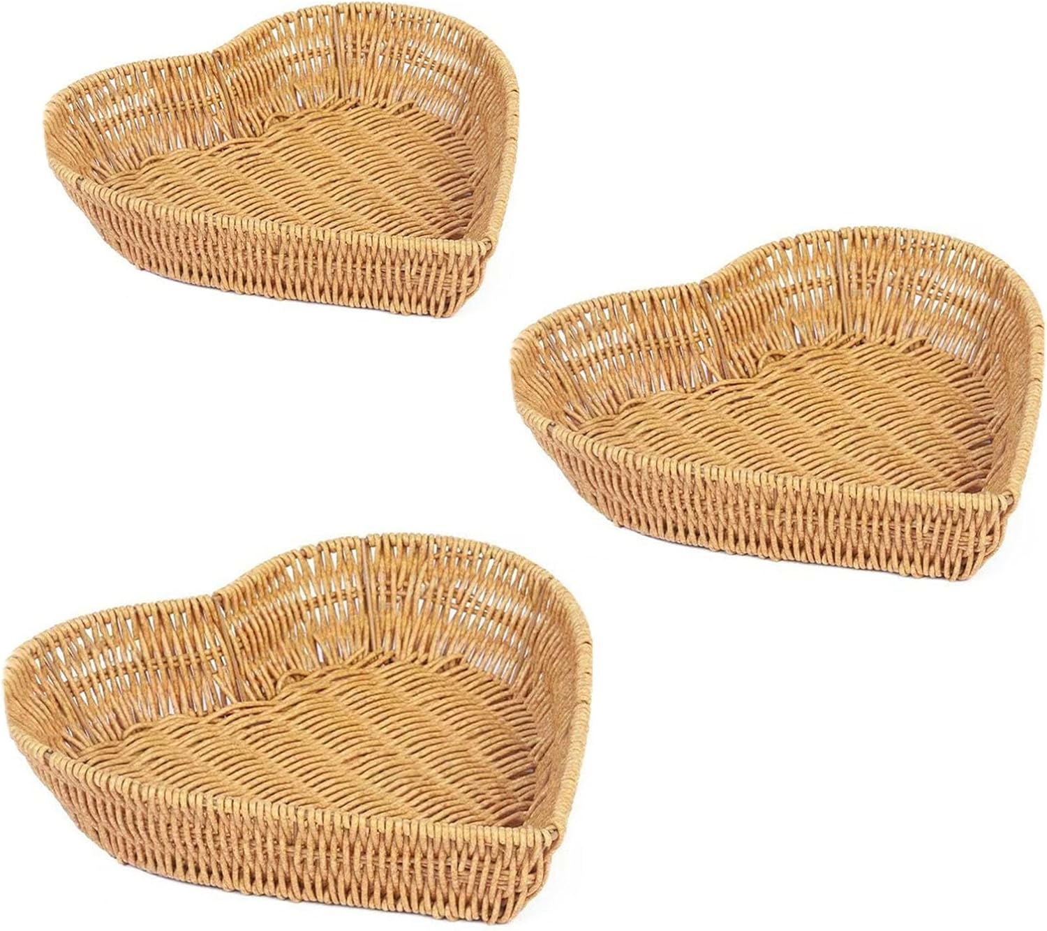 Artificial Rattan Serving Tray with Heart Shape Design