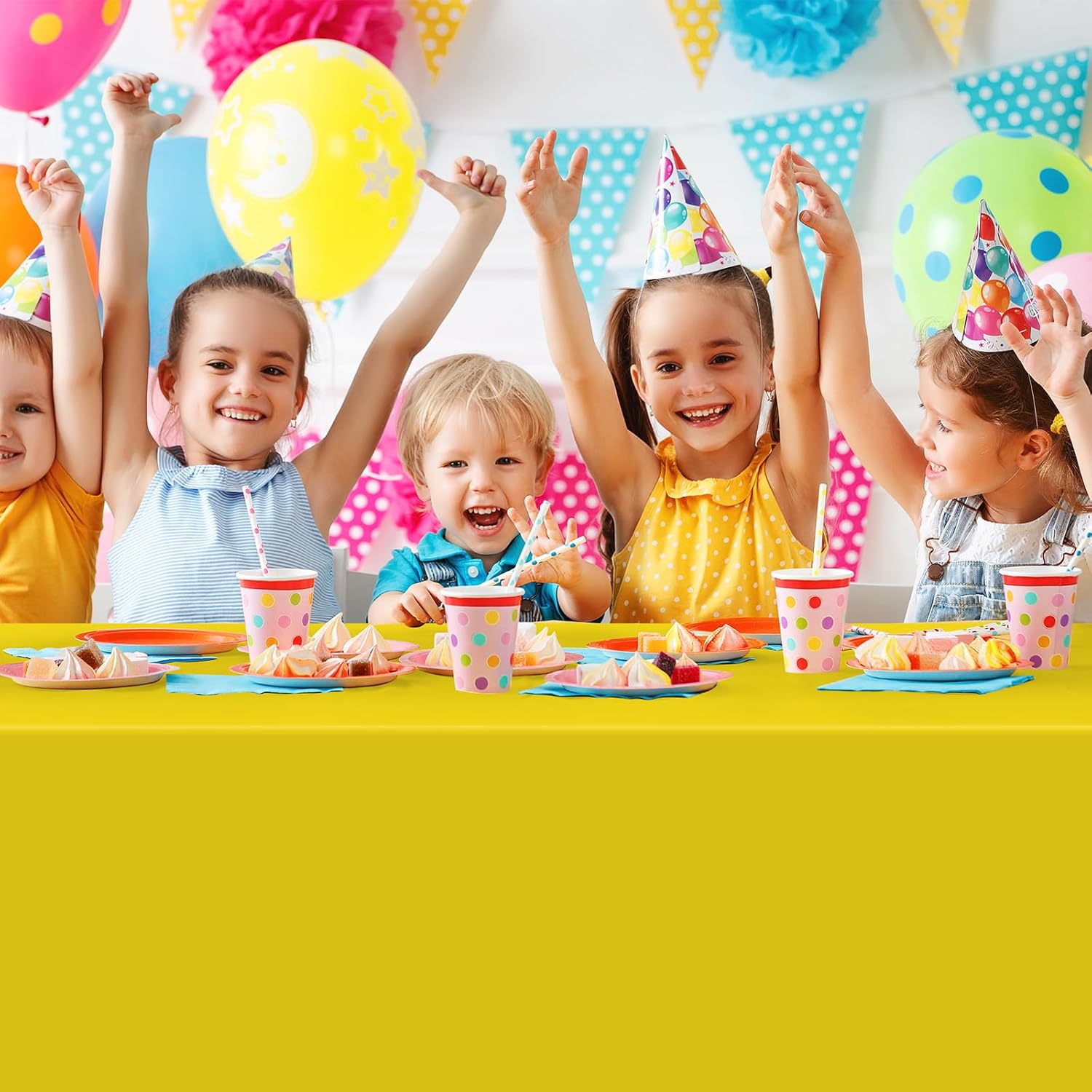 24 Pack Assorted Color Rectangle Plastic Tablecloth for Birthday and Wedding Events