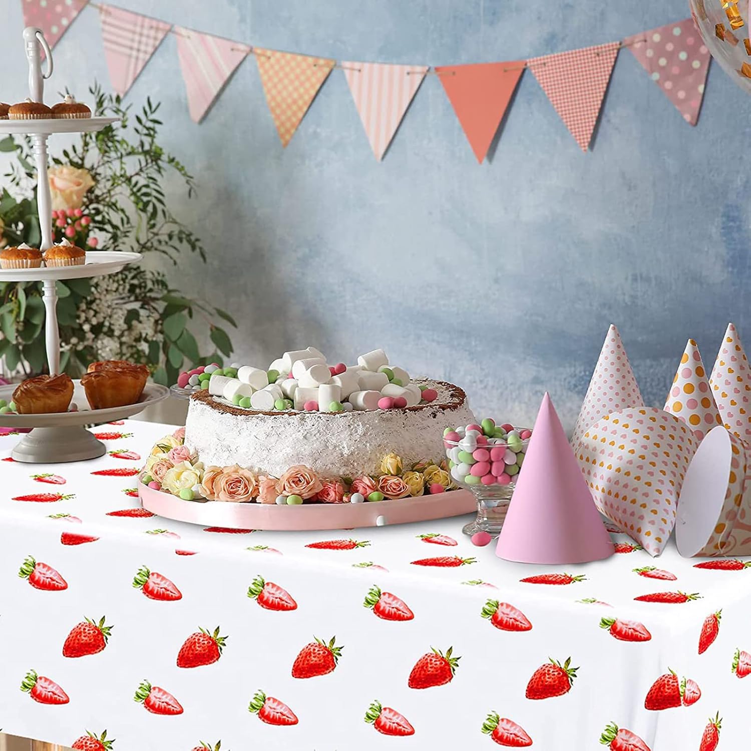 Strawberry Themed Party Tablecloth for Home Decor